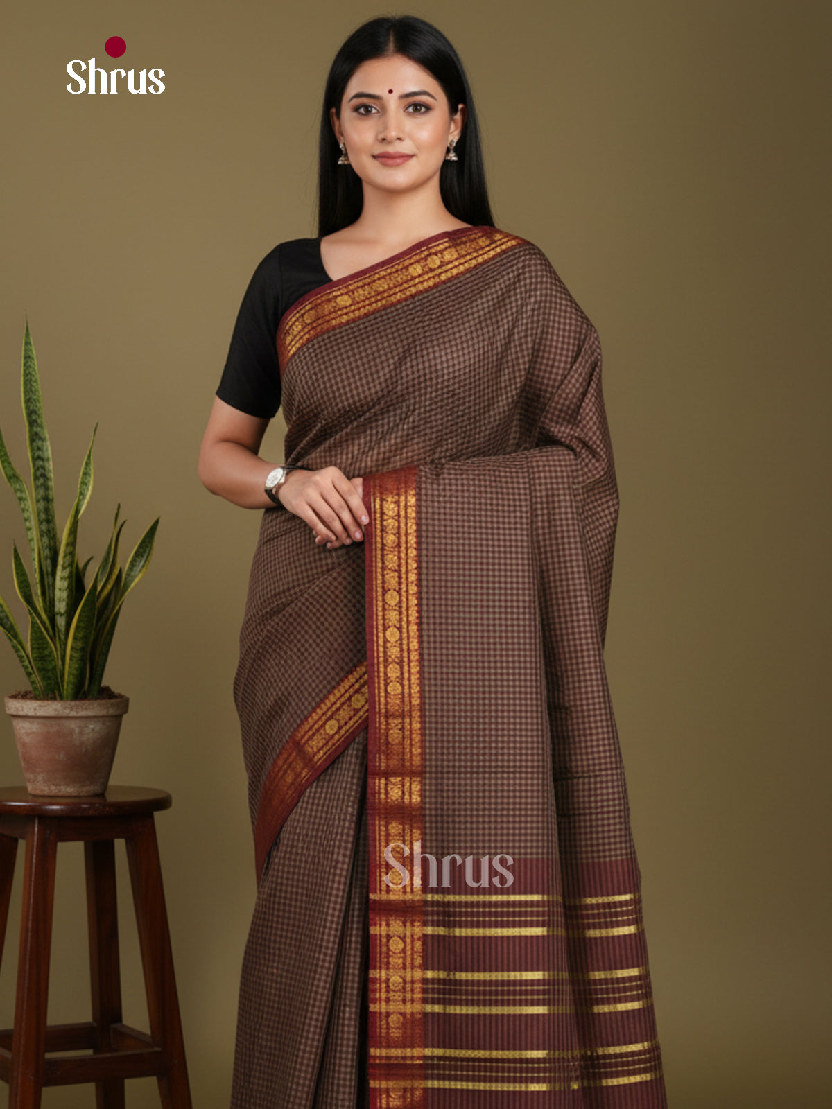 DKS28162 - Chettinad Mix Cotton-Without Blouse Saree - Shop on Shrus.com