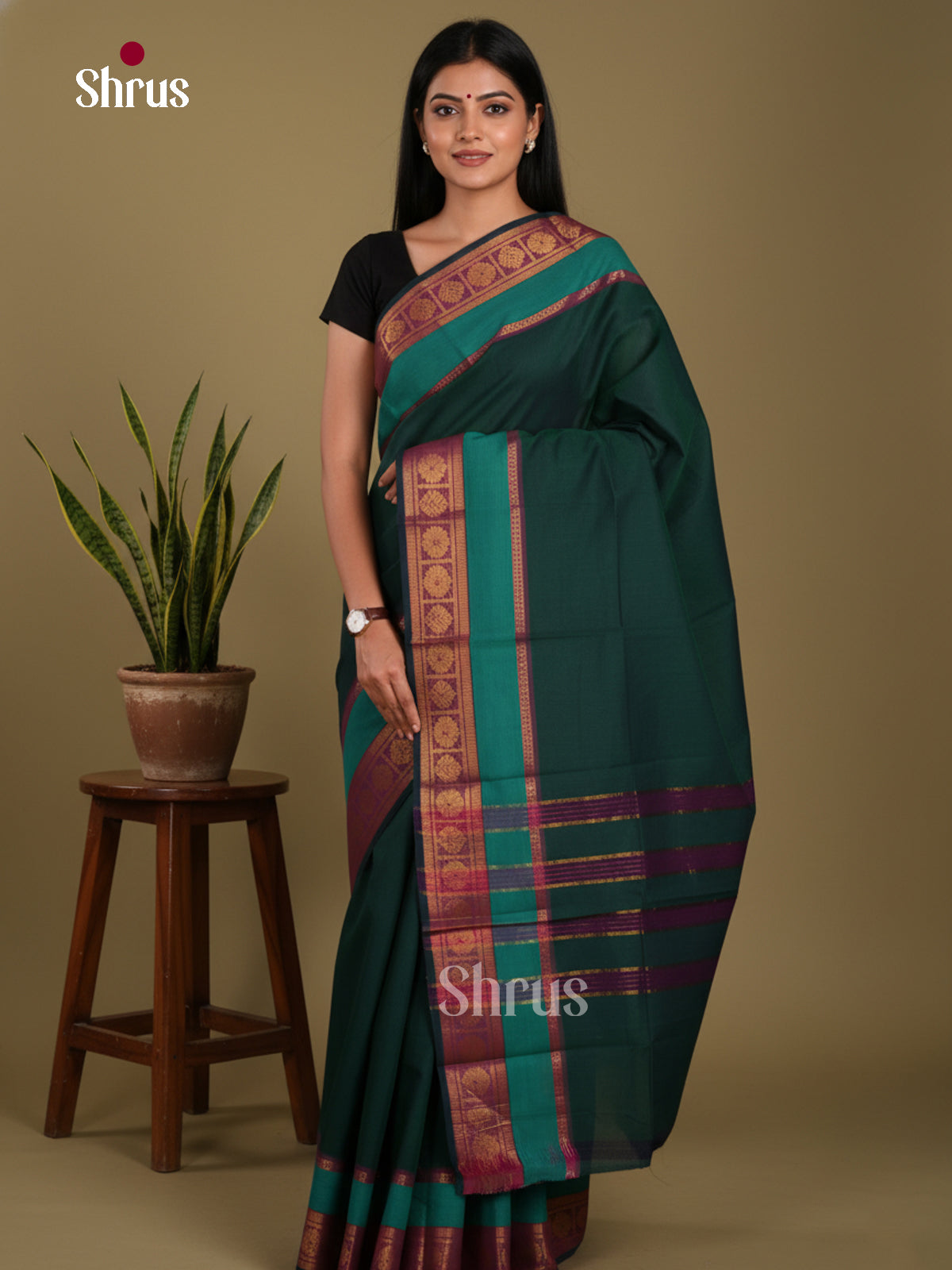 DKS28169 - Chettinad Mix Cotton-Without Blouse Saree