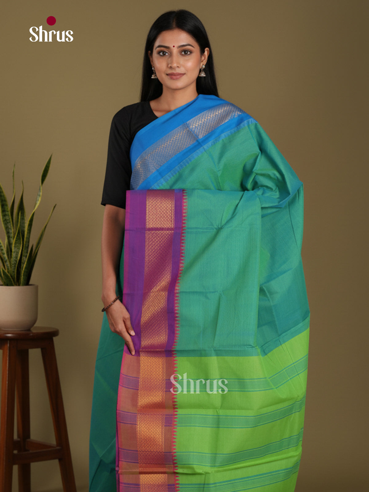 DKS28192 - Chettinad Mix Cotton-Without Blouse Saree