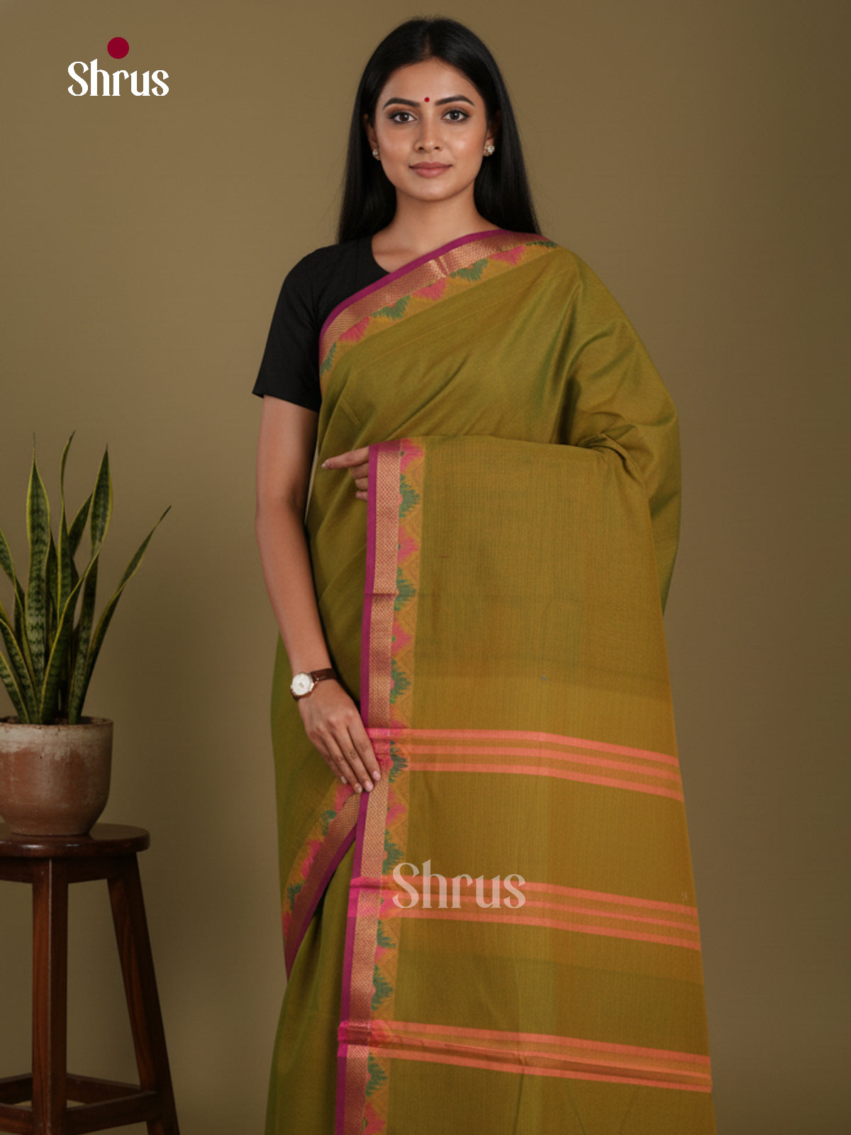 DKS28195 - Chettinad Mix Cotton-Without Blouse Saree
