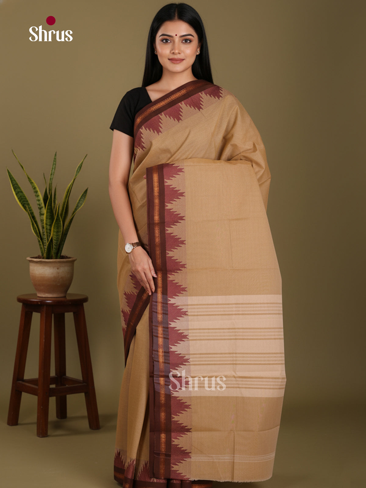 DKS28215 - Chettinad Mix Cotton-Without Blouse Saree - Shop on Shrus.com