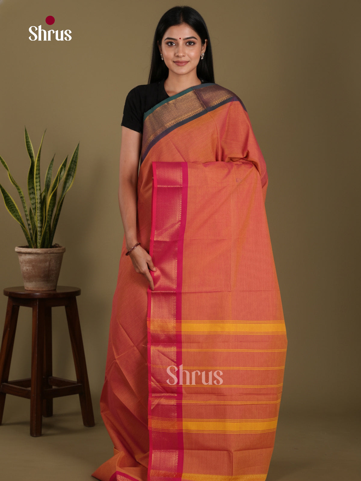 DKS28225 - Chettinad Mix Cotton-Without Blouse Saree - Shop on Shrus.com