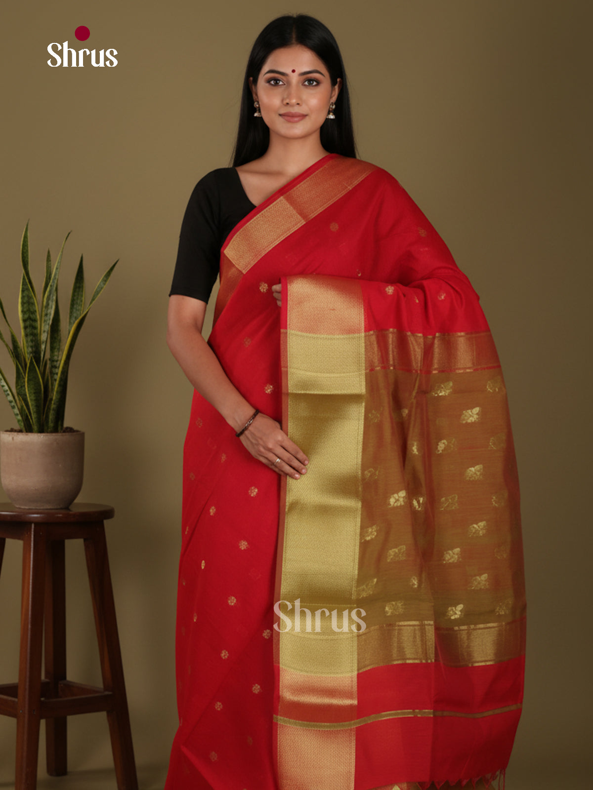Red & Mehandi - Art Maheshwari  Saree - Shop on Shrus.com
