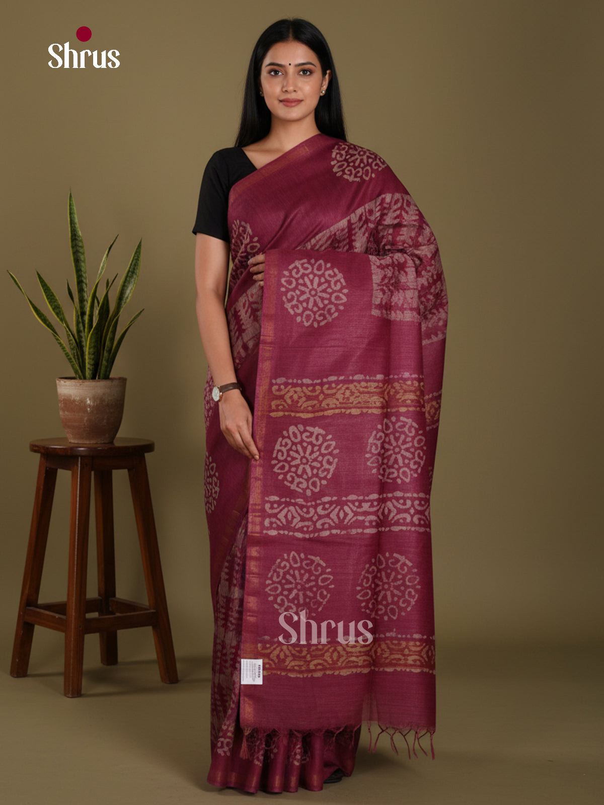 Maroon - Bhatik Saree