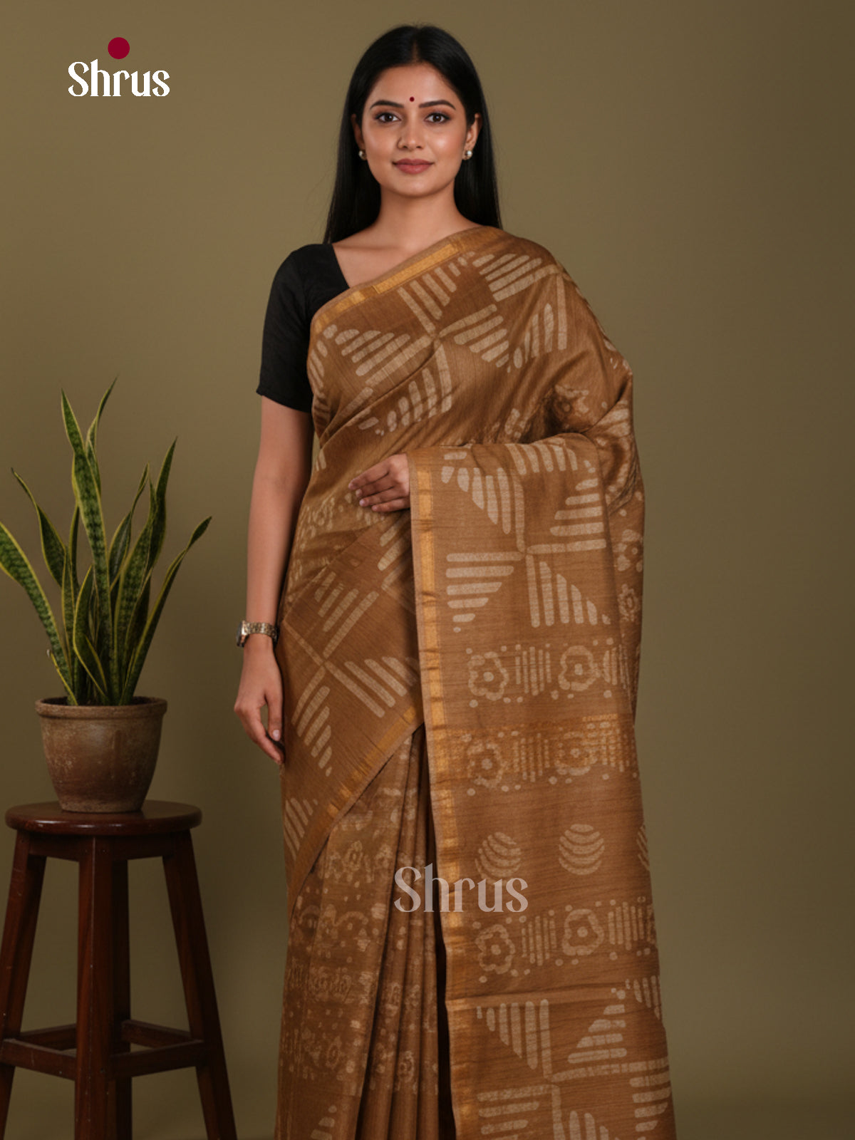 Light Brown- Bhatik Saree