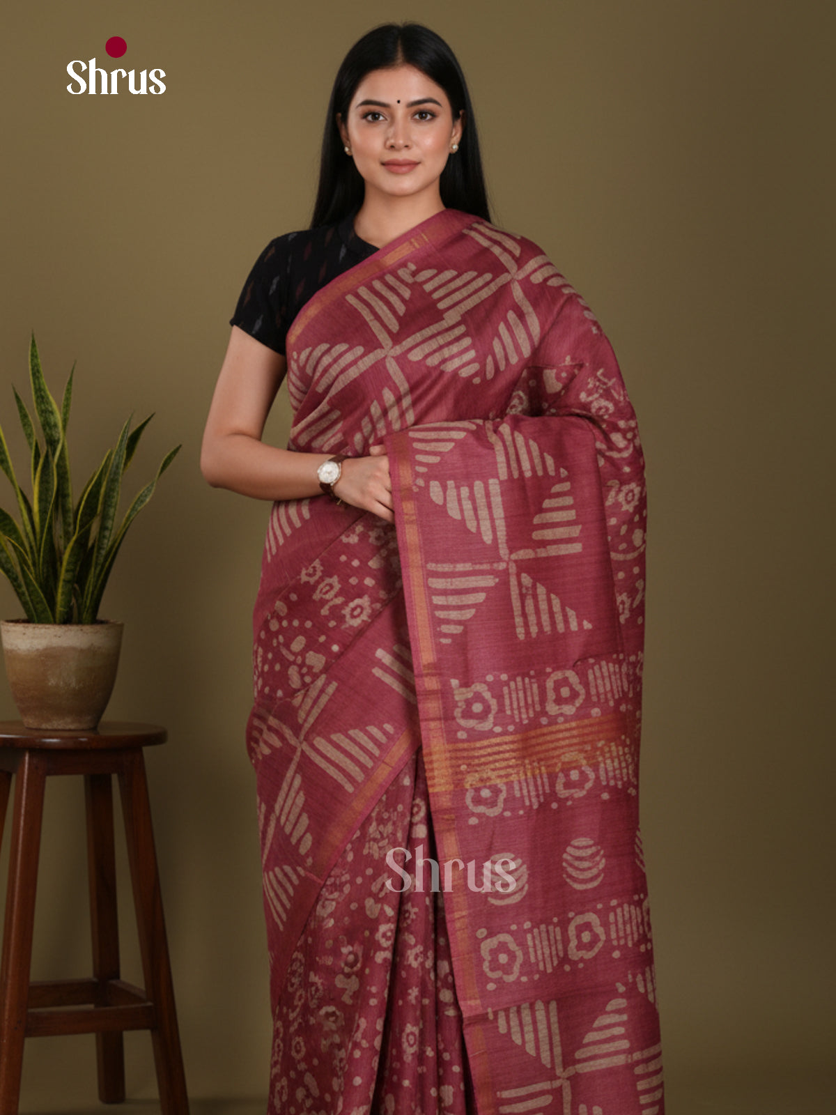 Maroon - Bhatik Saree
