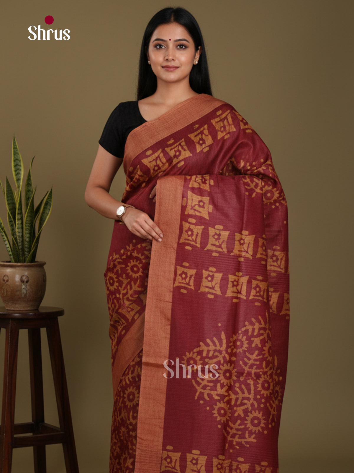 Maroon - Bhatik Saree