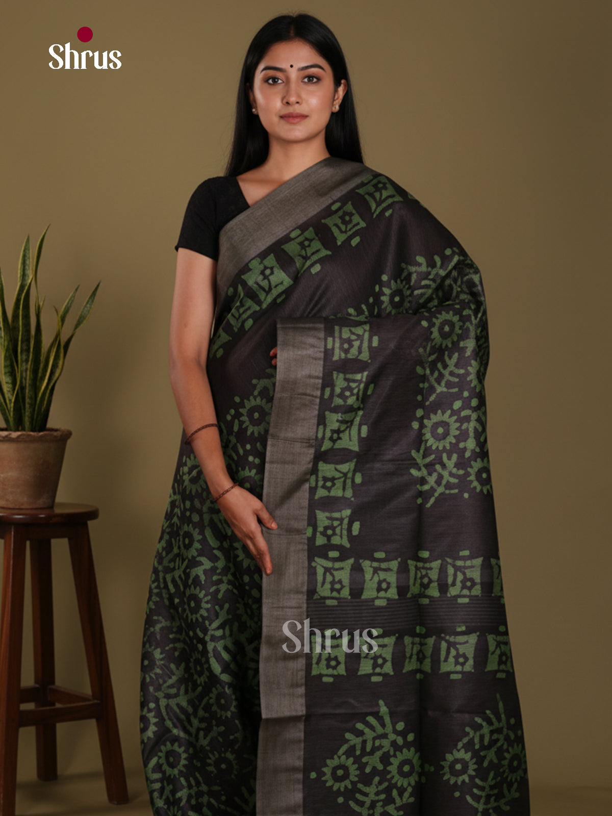 Black & Green- Bhatik Saree