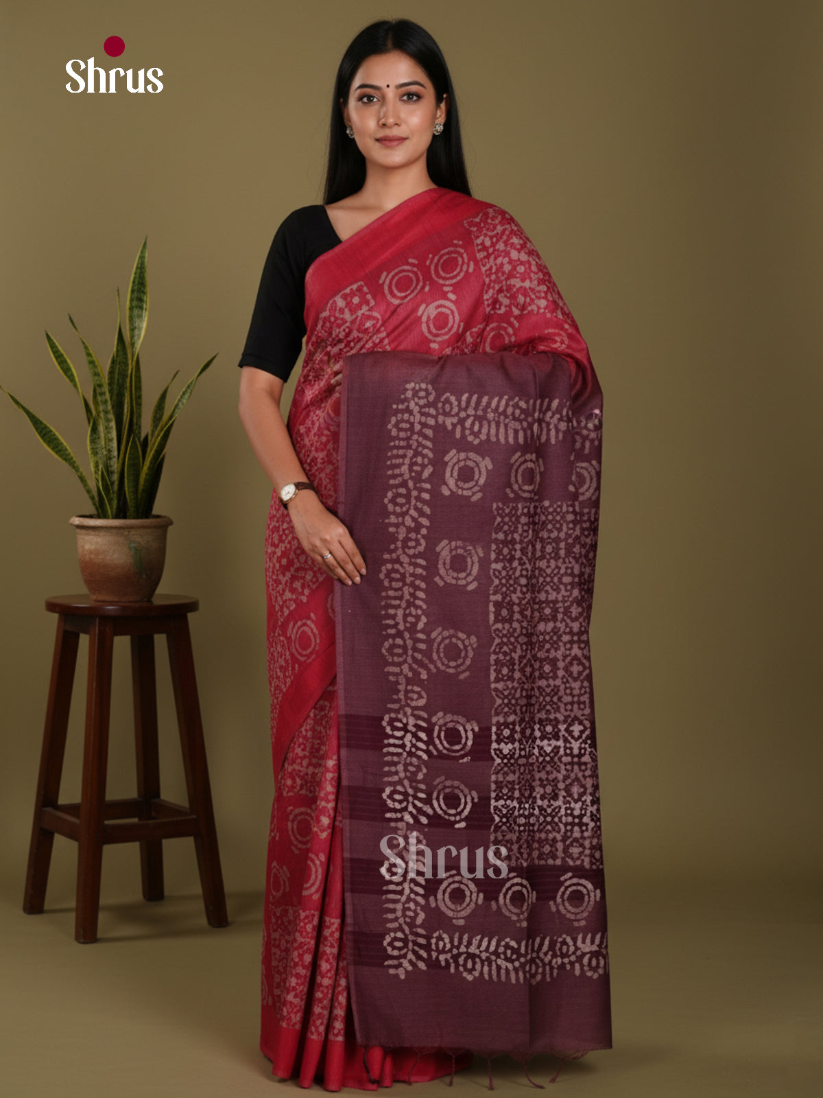 Red & Maroon - Bhatik Saree