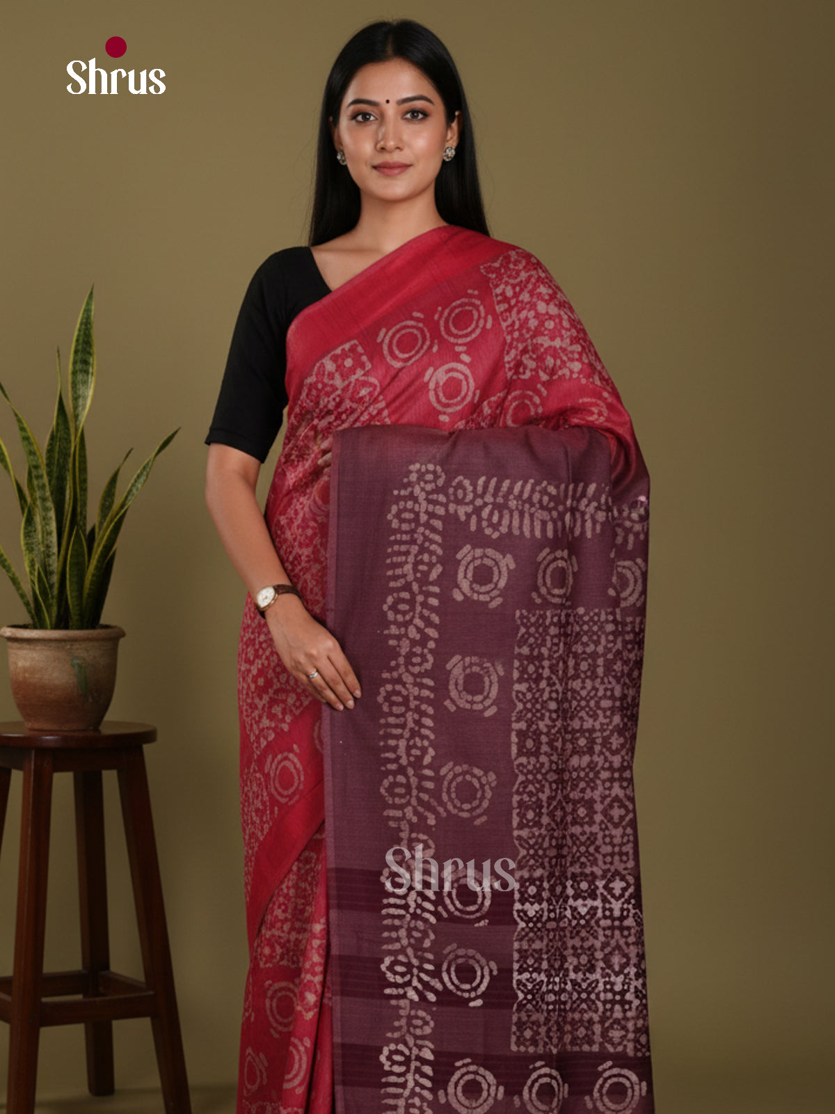 Red & Maroon - Bhatik Saree