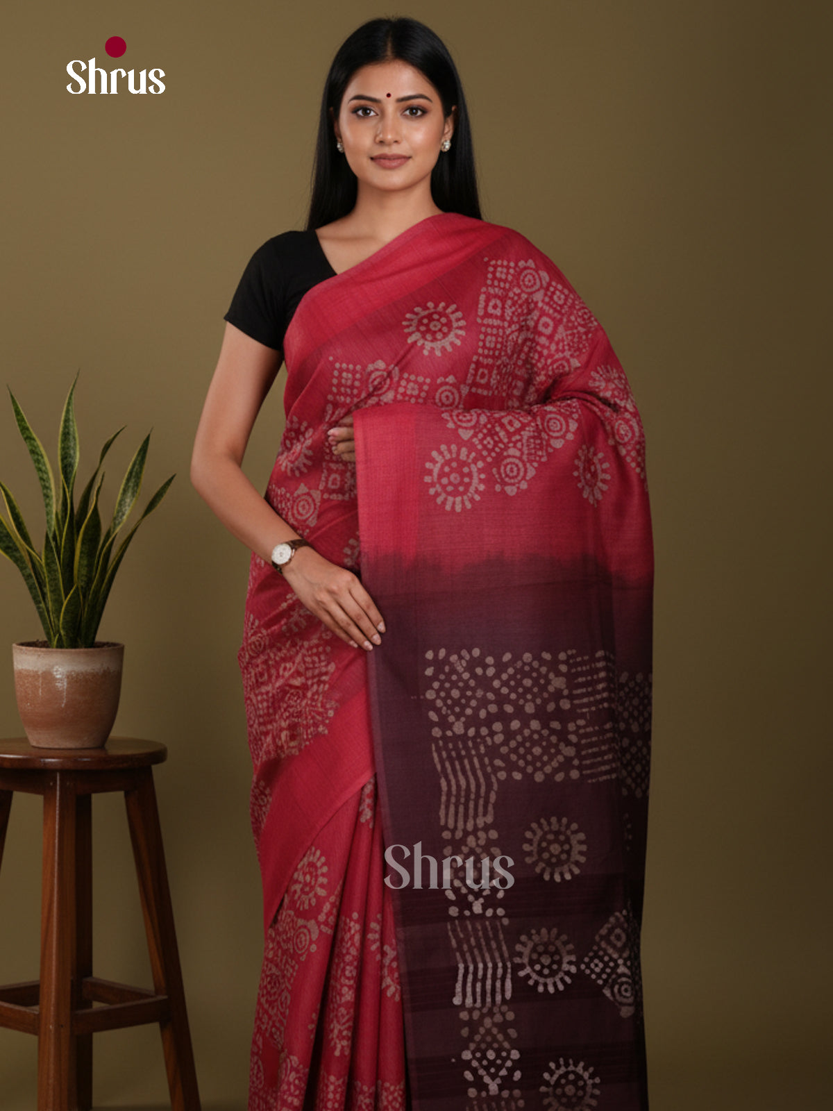 Red & Maroon - Bhatik Saree