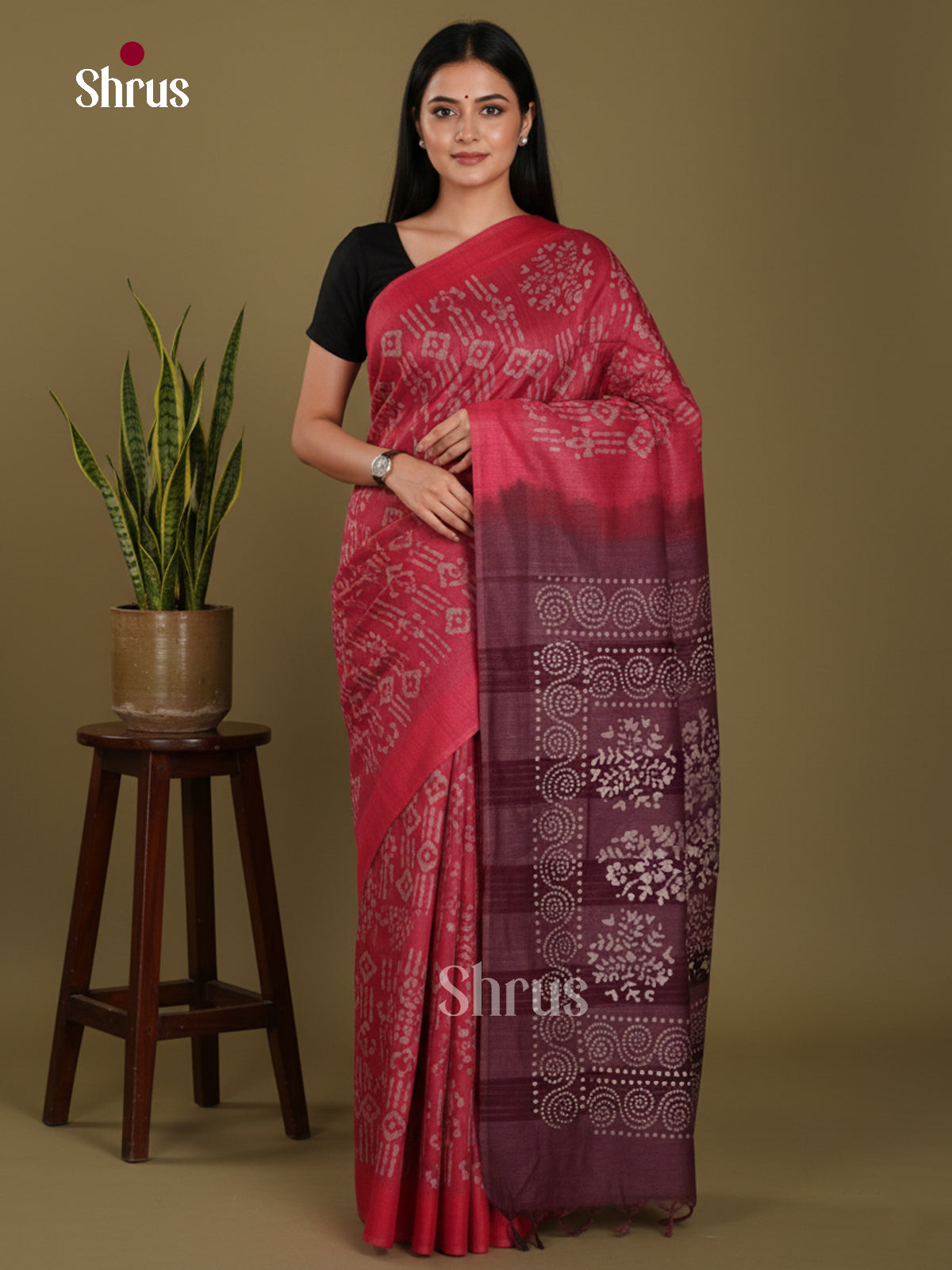 Red & Maroon- Bhatik Saree