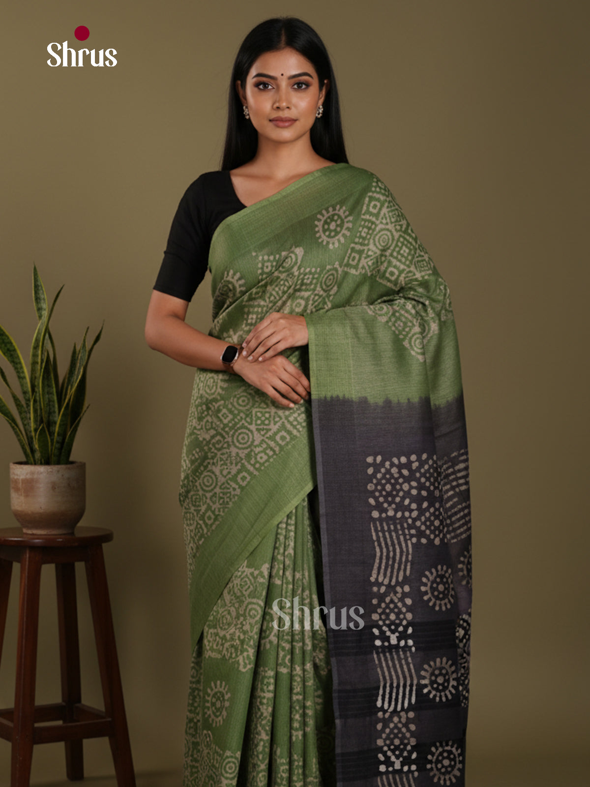 Green & Black - Bhatik Saree