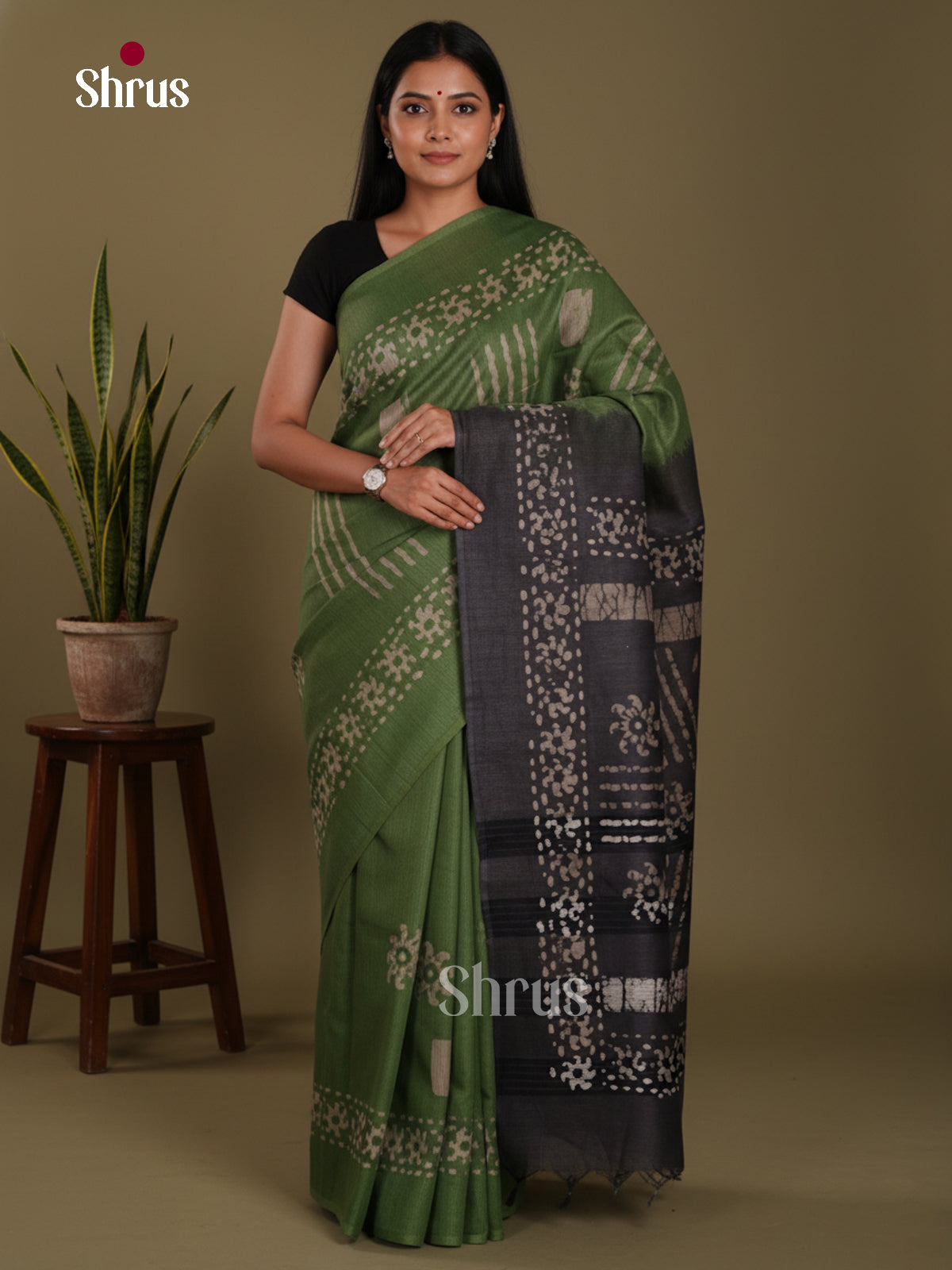 Green & Black - Bhatik Saree