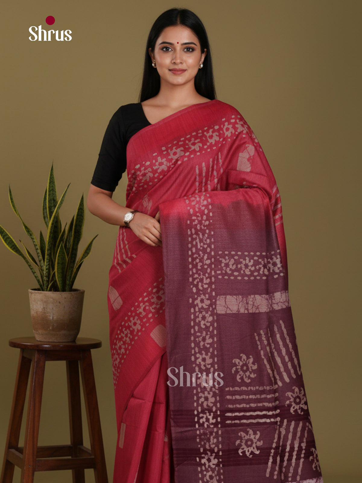 Red & Maroon- Bhatik Saree