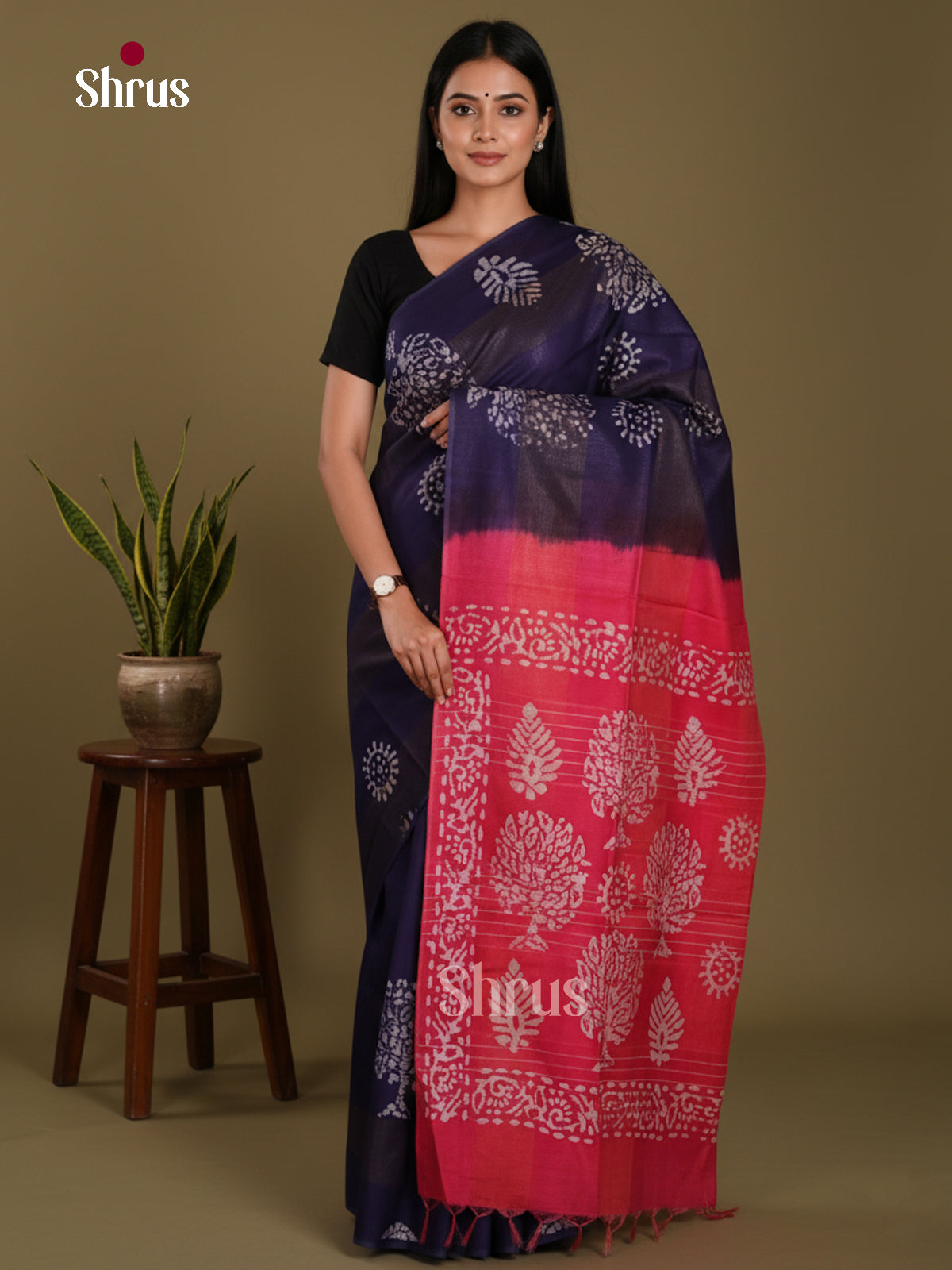 Blue & Pink- Bhatik Saree