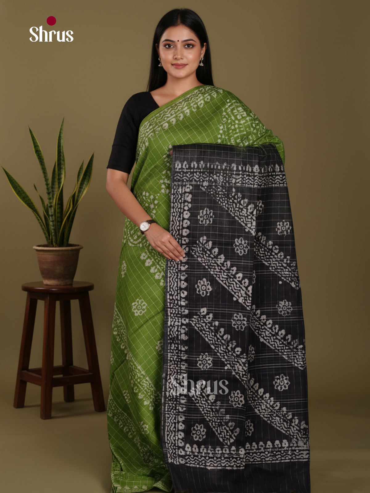 Green & Black- Bhatik Saree