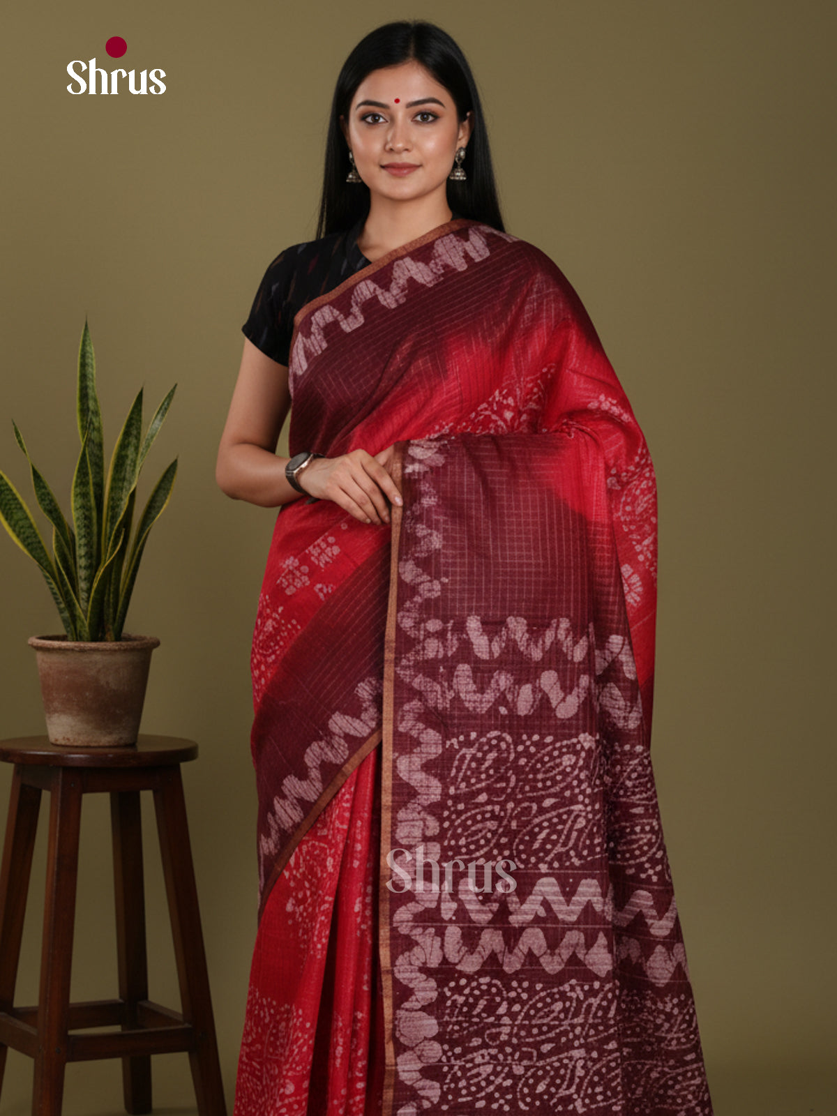 Red & Maroon - Bhatik Saree