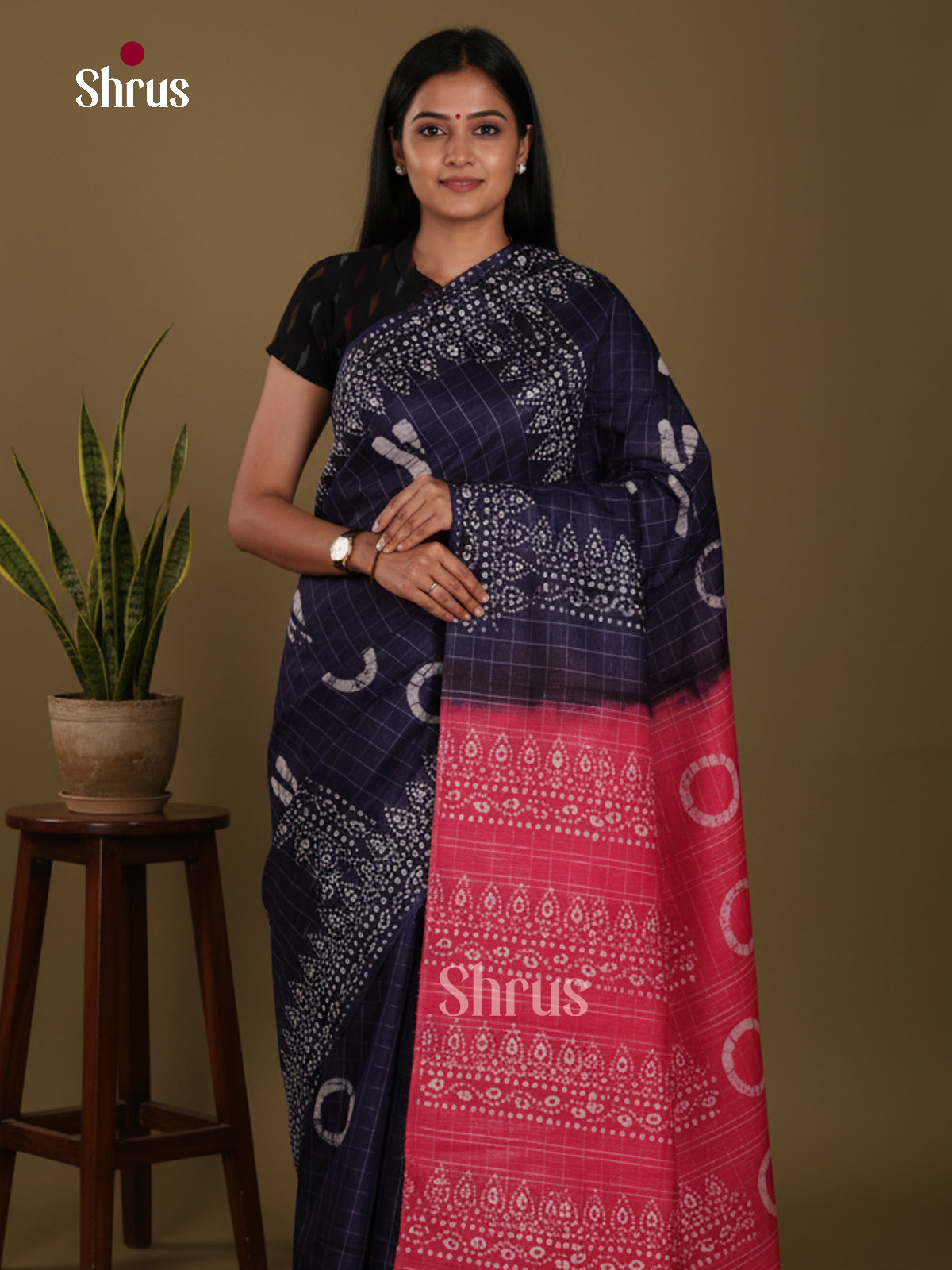 Blue & Pink- Bhatik Saree