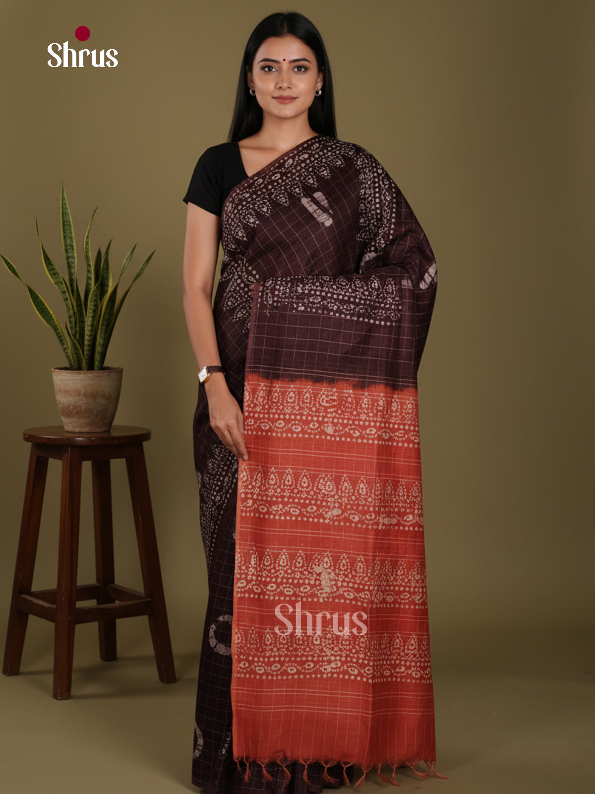 Maroon & brick - Bhatik Saree