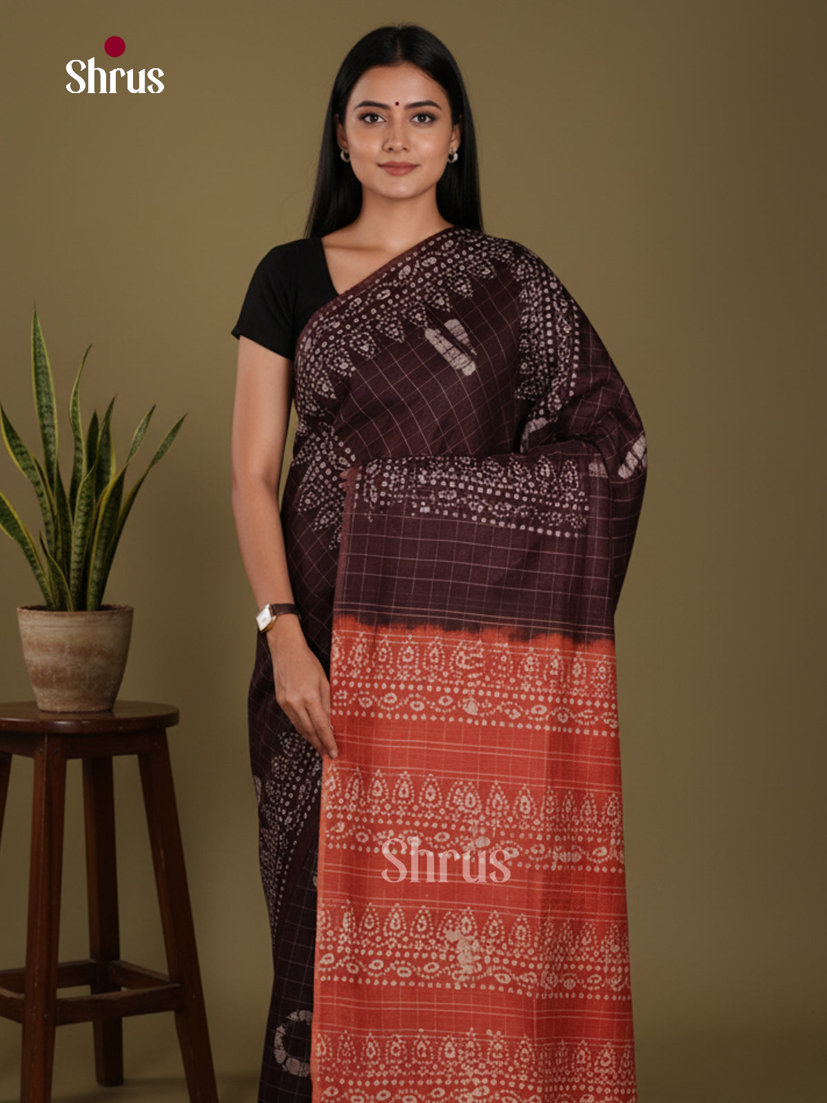 Maroon & brick - Bhatik Saree