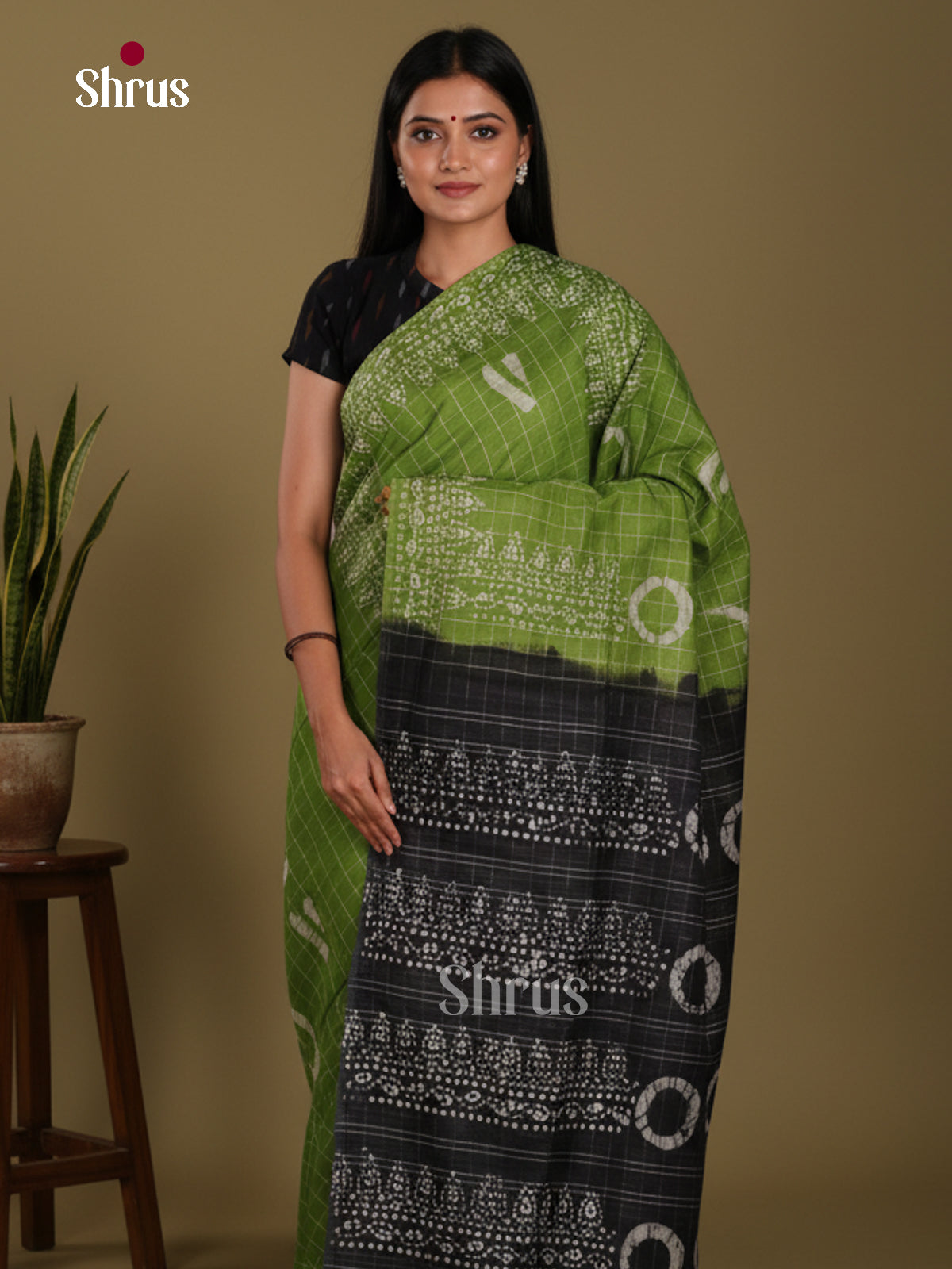 green & Black - Bhatik Saree