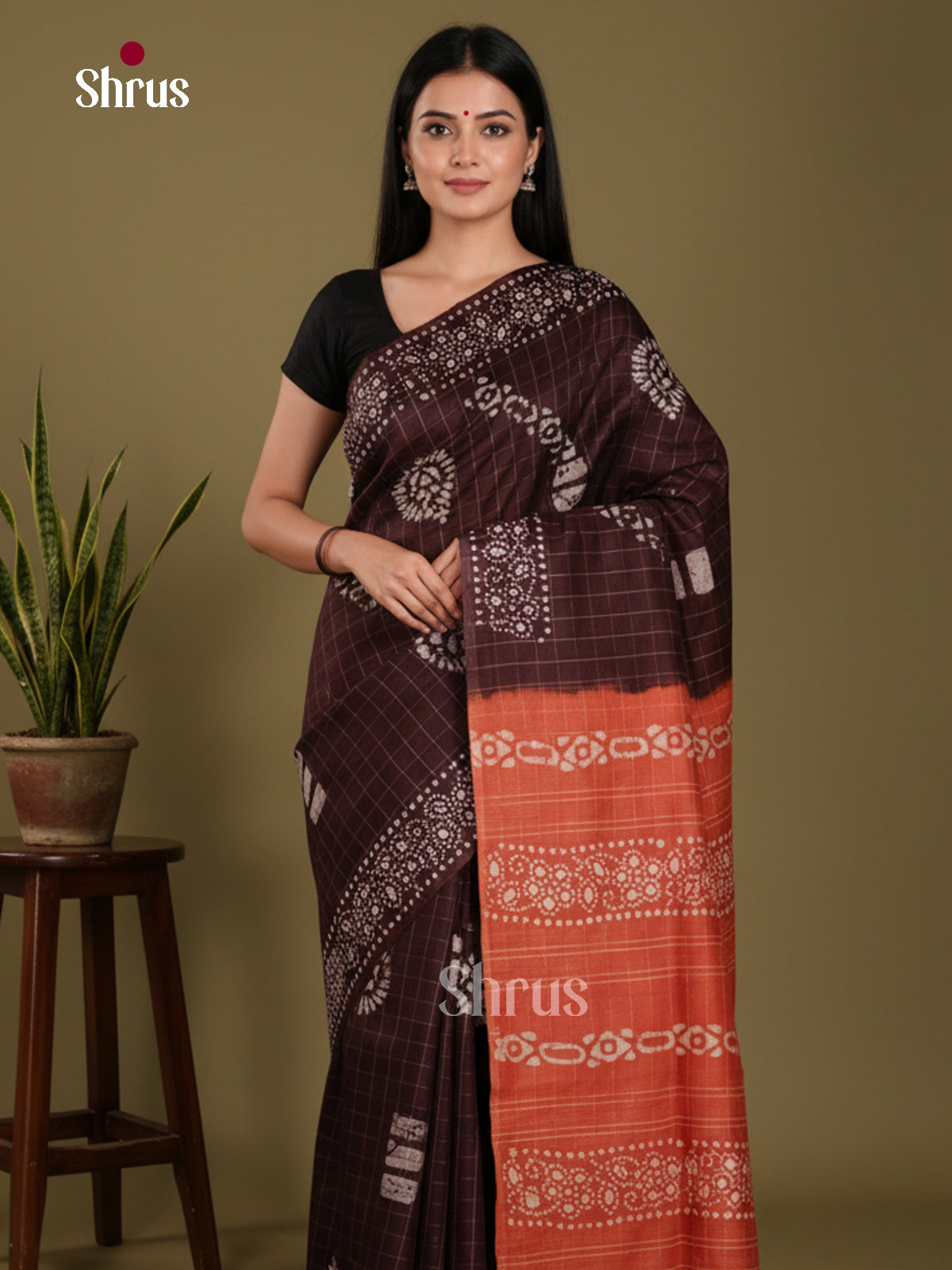Brown & Brick- Bhatik Saree