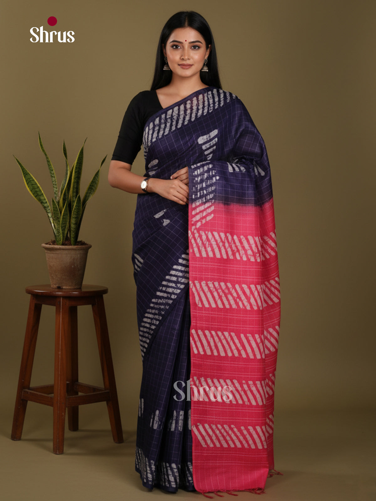 Blue & Pink - Bhatik Saree