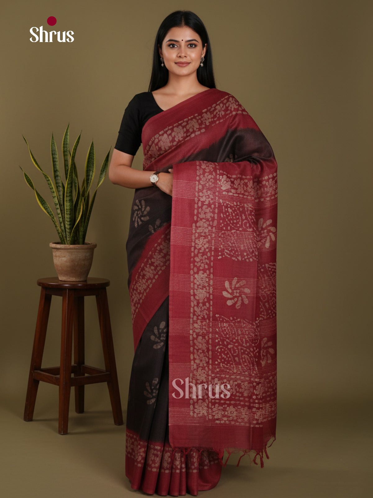 Black & Maroon - Bhatik Saree