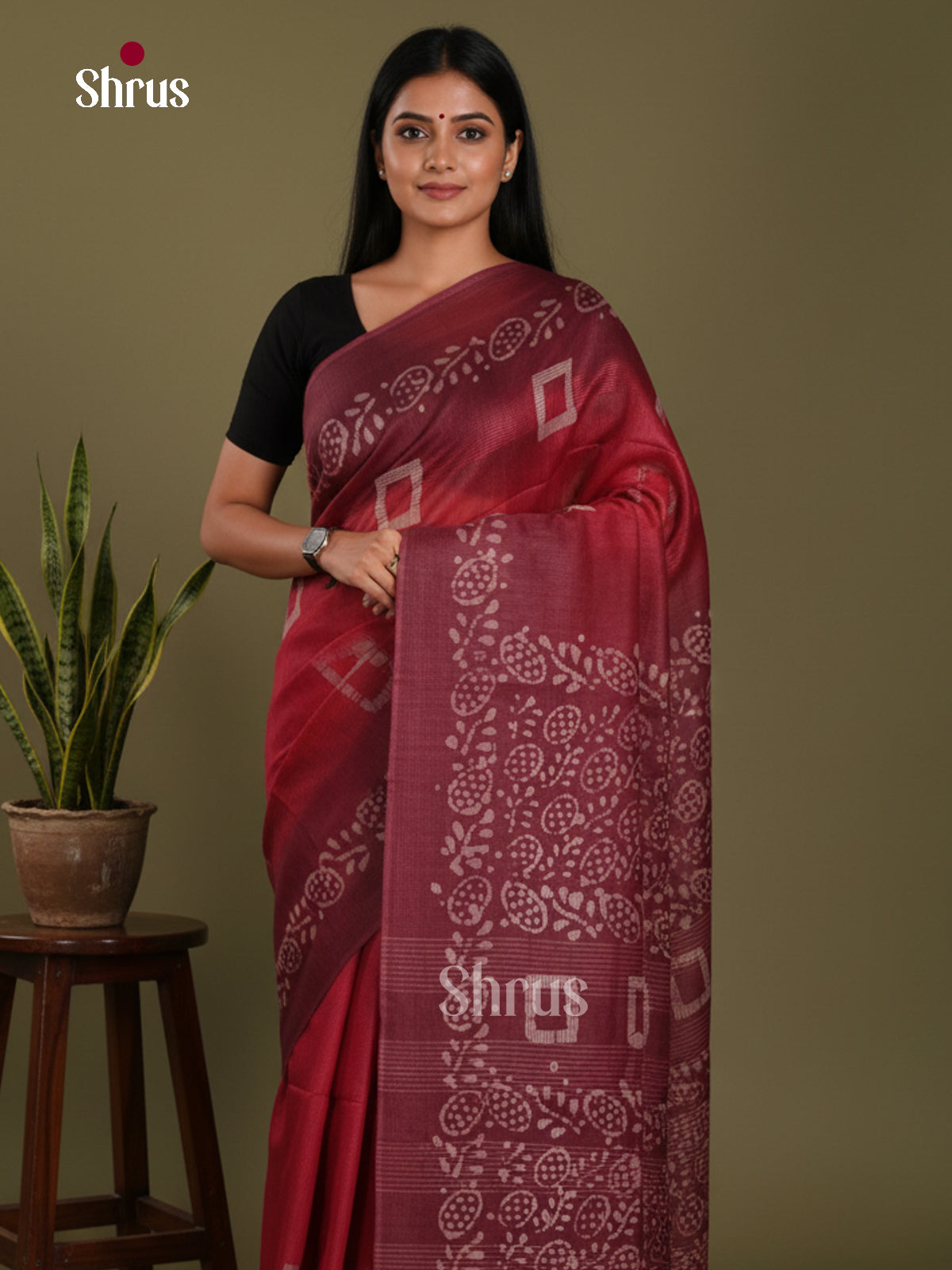 Red & Maroon - Bhatik Saree
