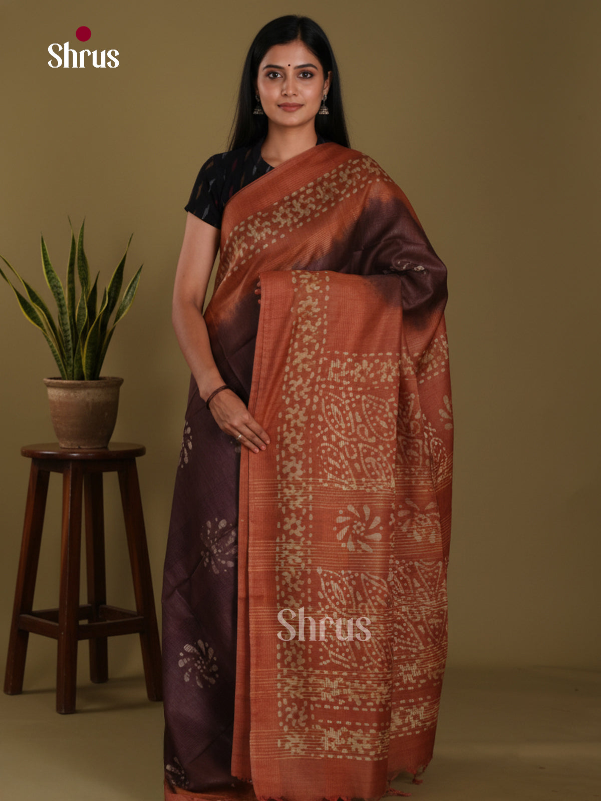 Coffee Brown & Brown - Bhatik Saree