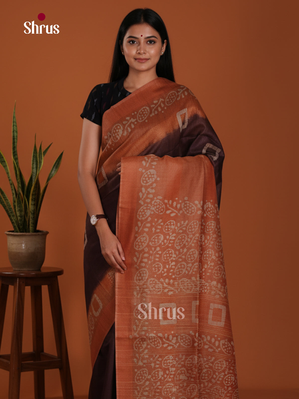 Coffee Brown & Brown - Bhatik Saree