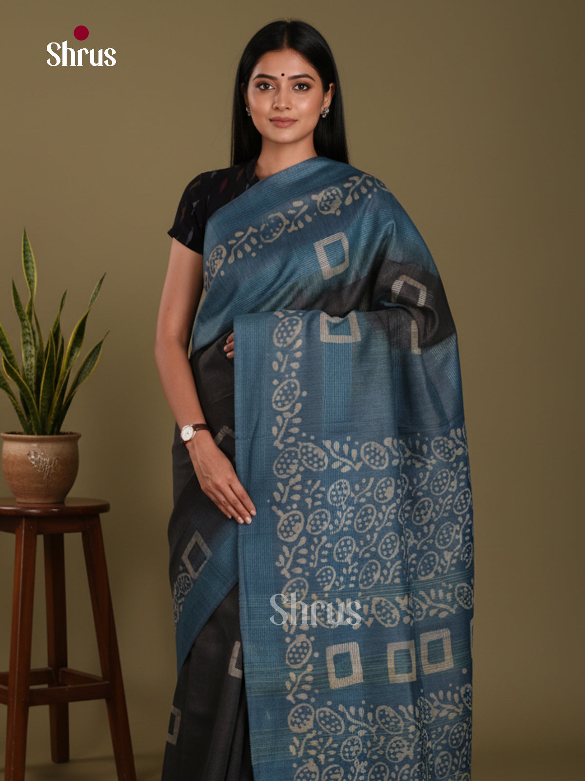 Black & Blue- Bhatik Saree