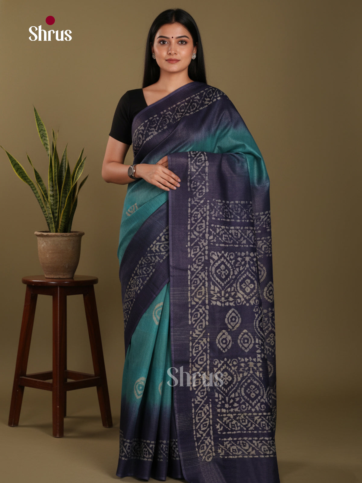 Light Blue & Blue - Bhatik Saree - Shop on Shrus.com