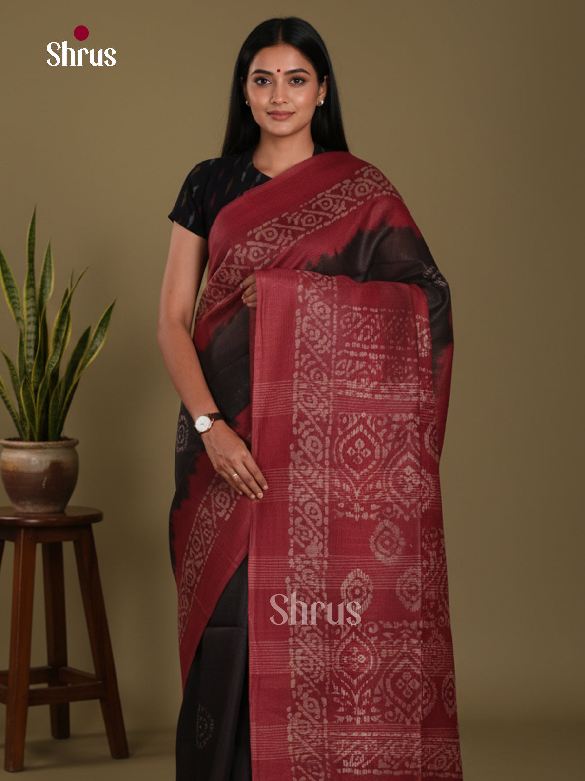 Black & Maroon - Bhatik Saree