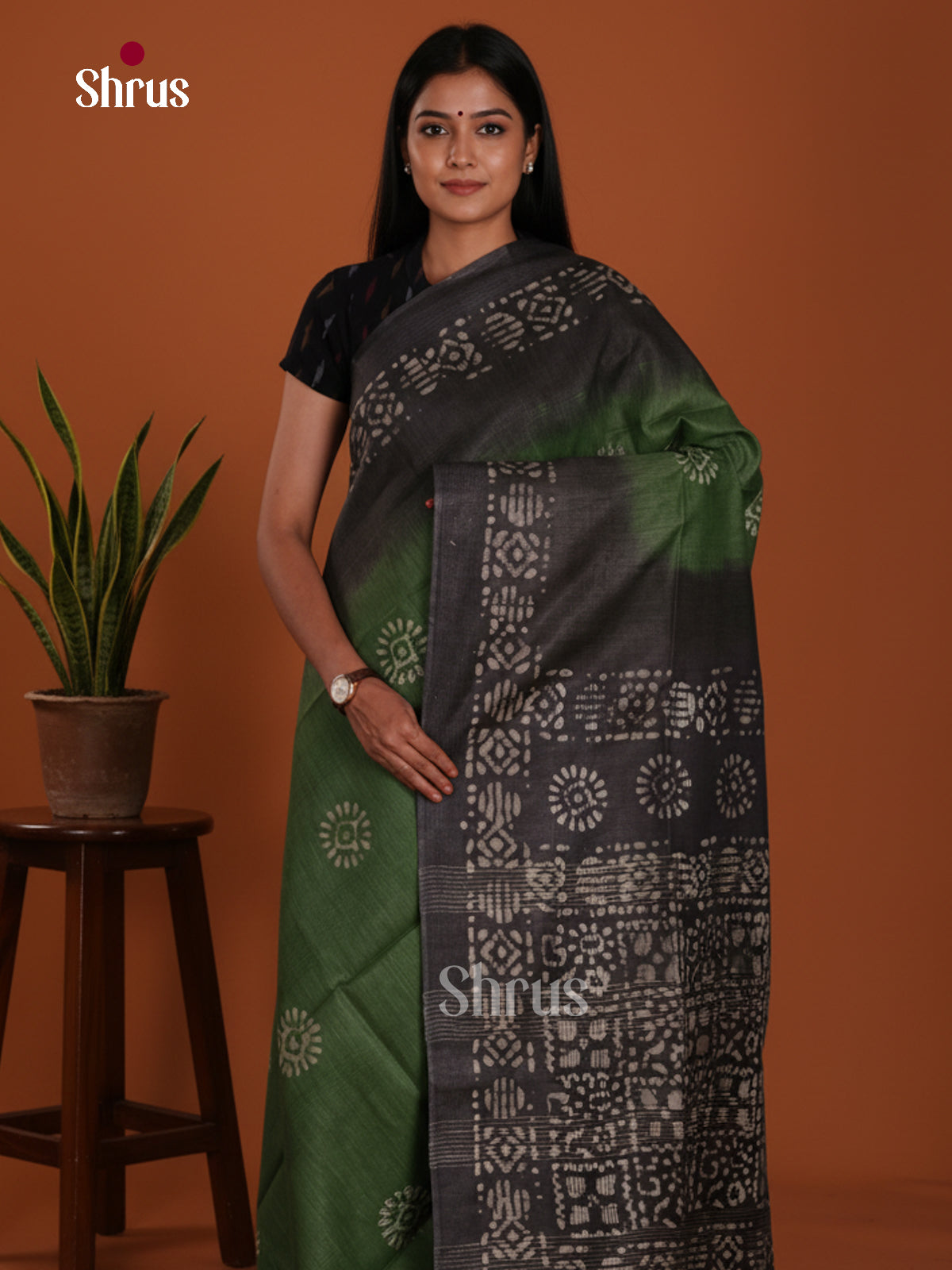 Green & Black - Bhatik Saree