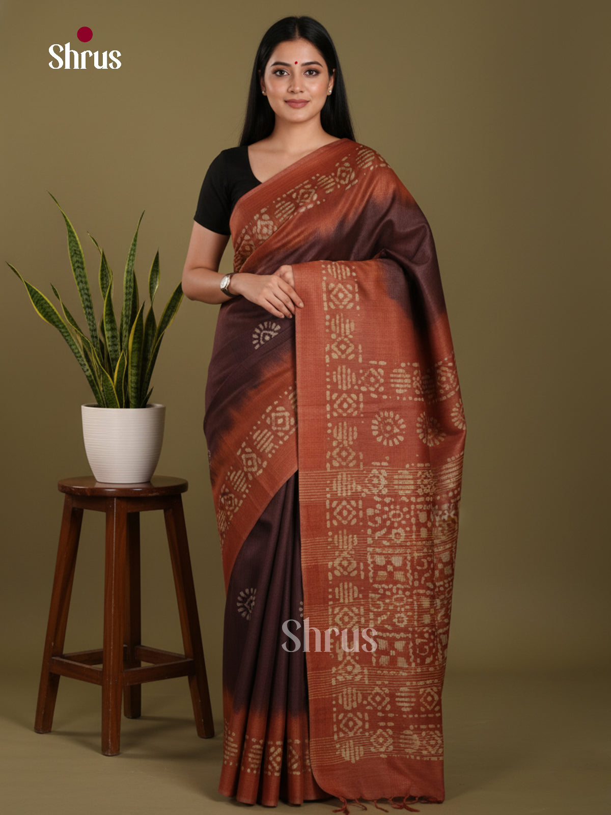 Coffee Brown & Brown - Bhatik Saree