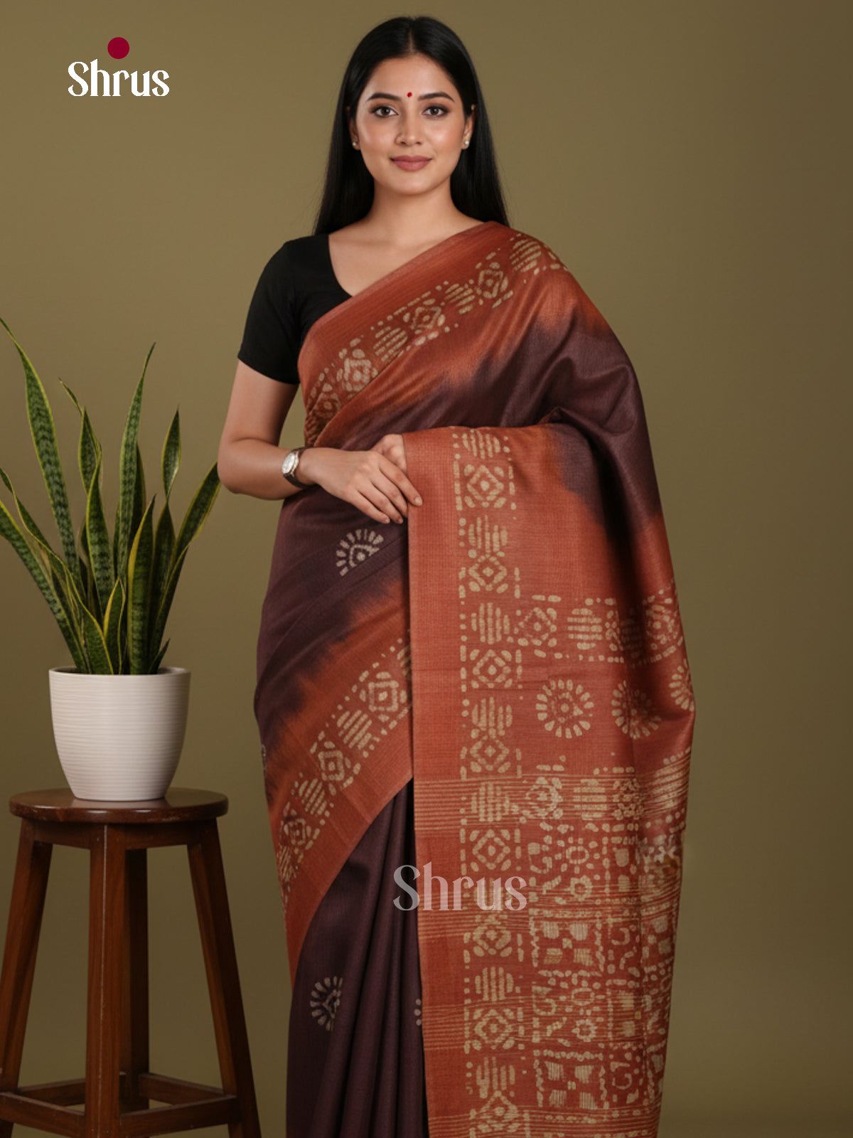 Coffee Brown & Brown - Bhatik Saree