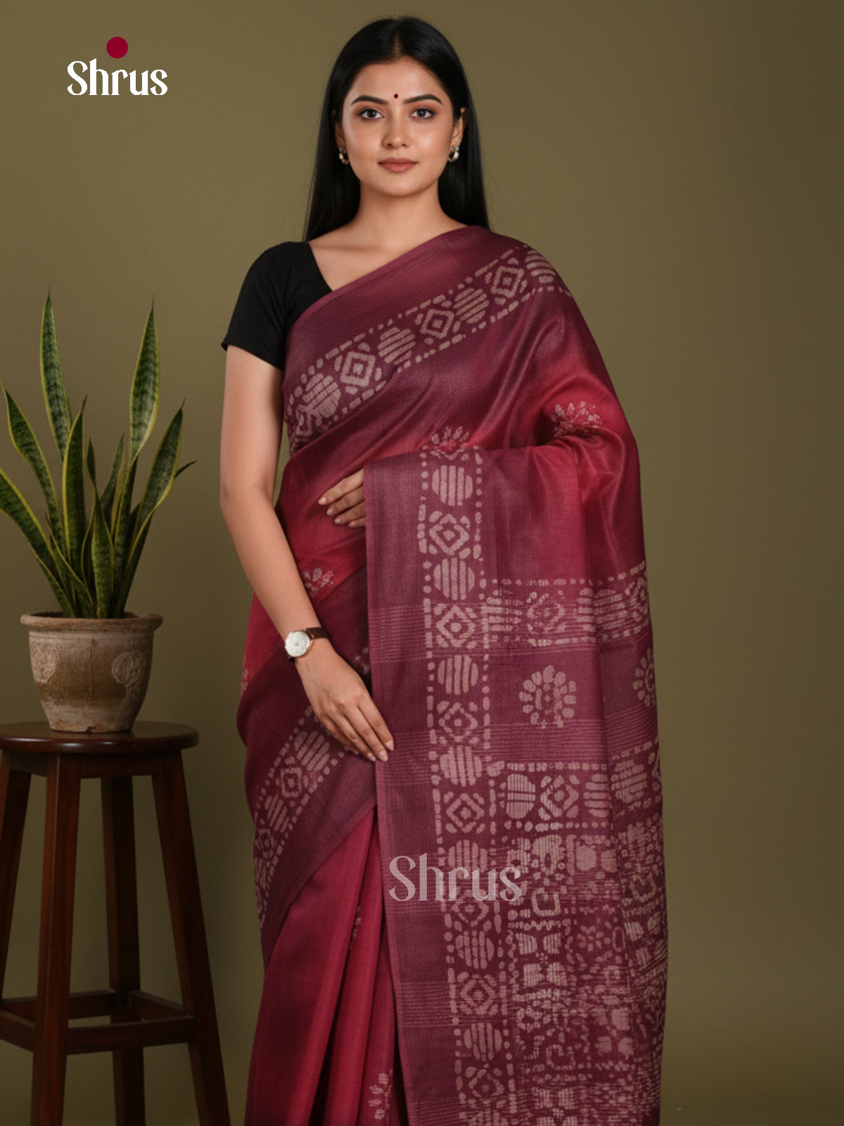 Red & Maroon- Bhatik Saree