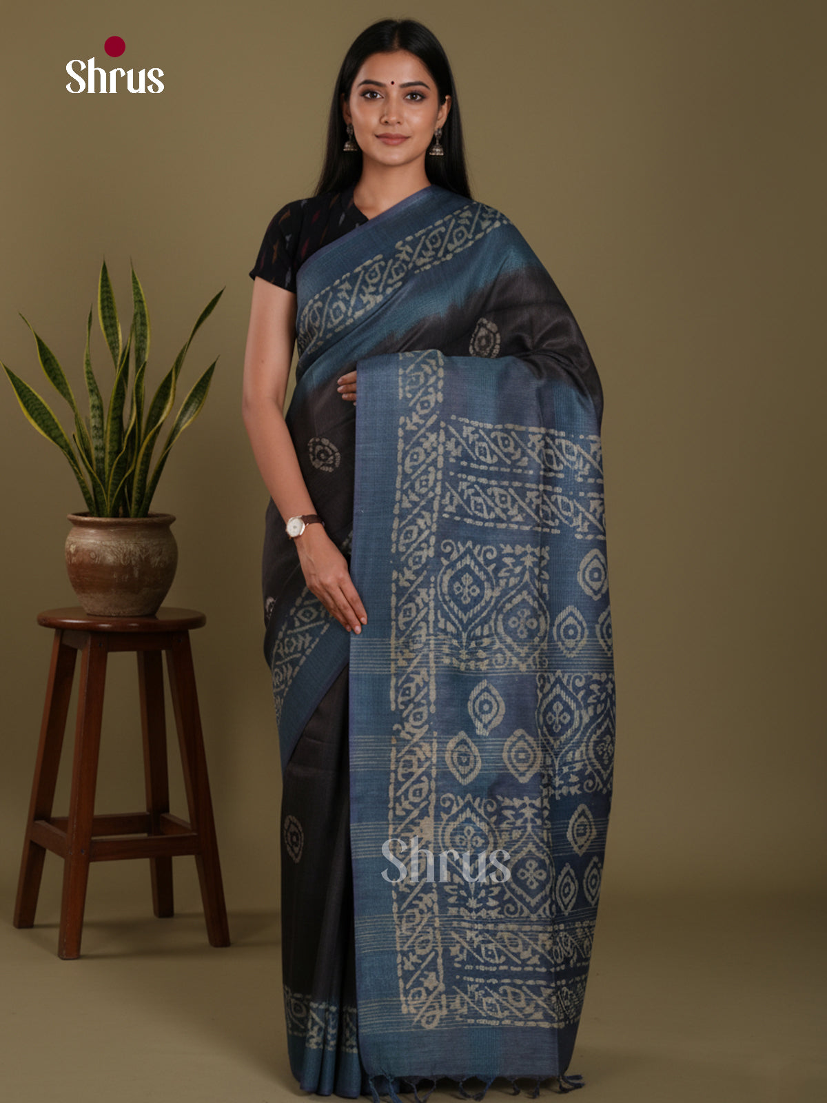 Black & Blue - Bhatik Saree