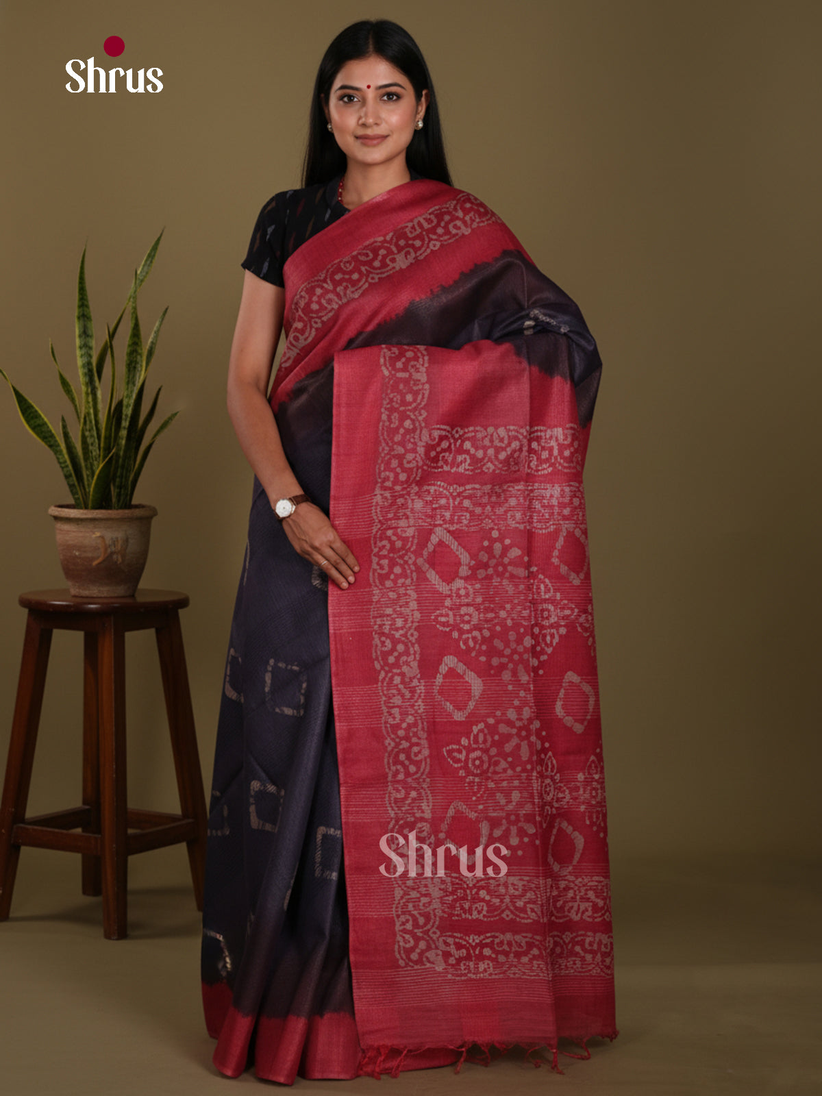 Black & Maroon - Bhatik Saree