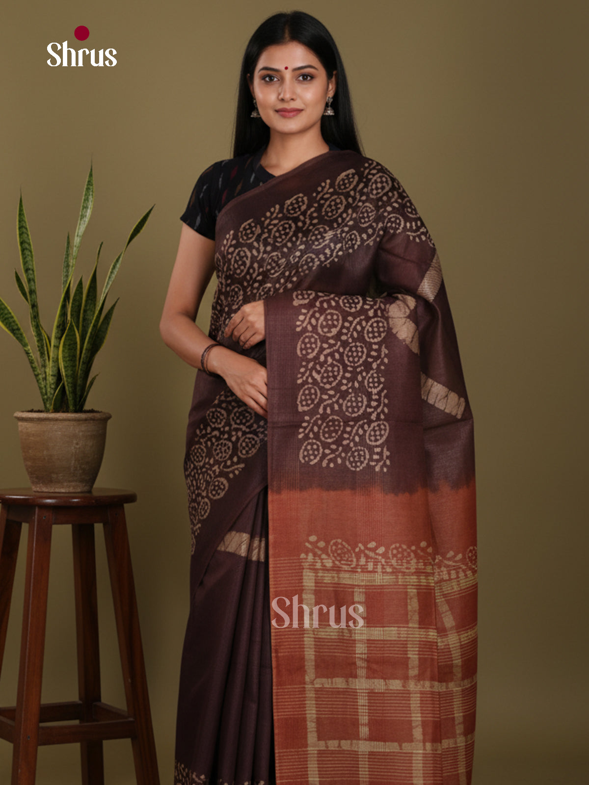 Coffee Brown & Brown - Bhatik Saree - Shop on Shrus.com