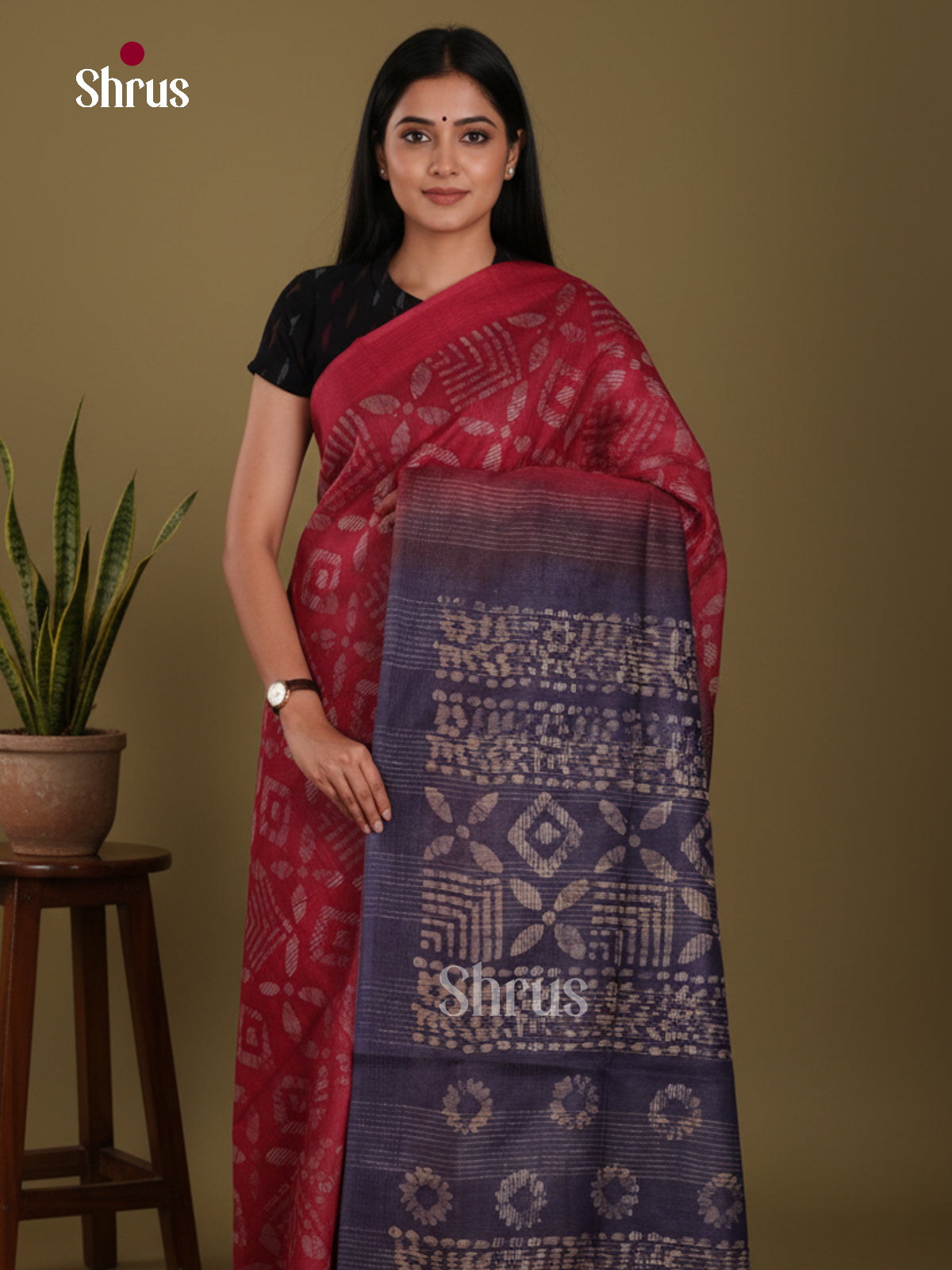 Maroon & Blue - Bhatik Saree