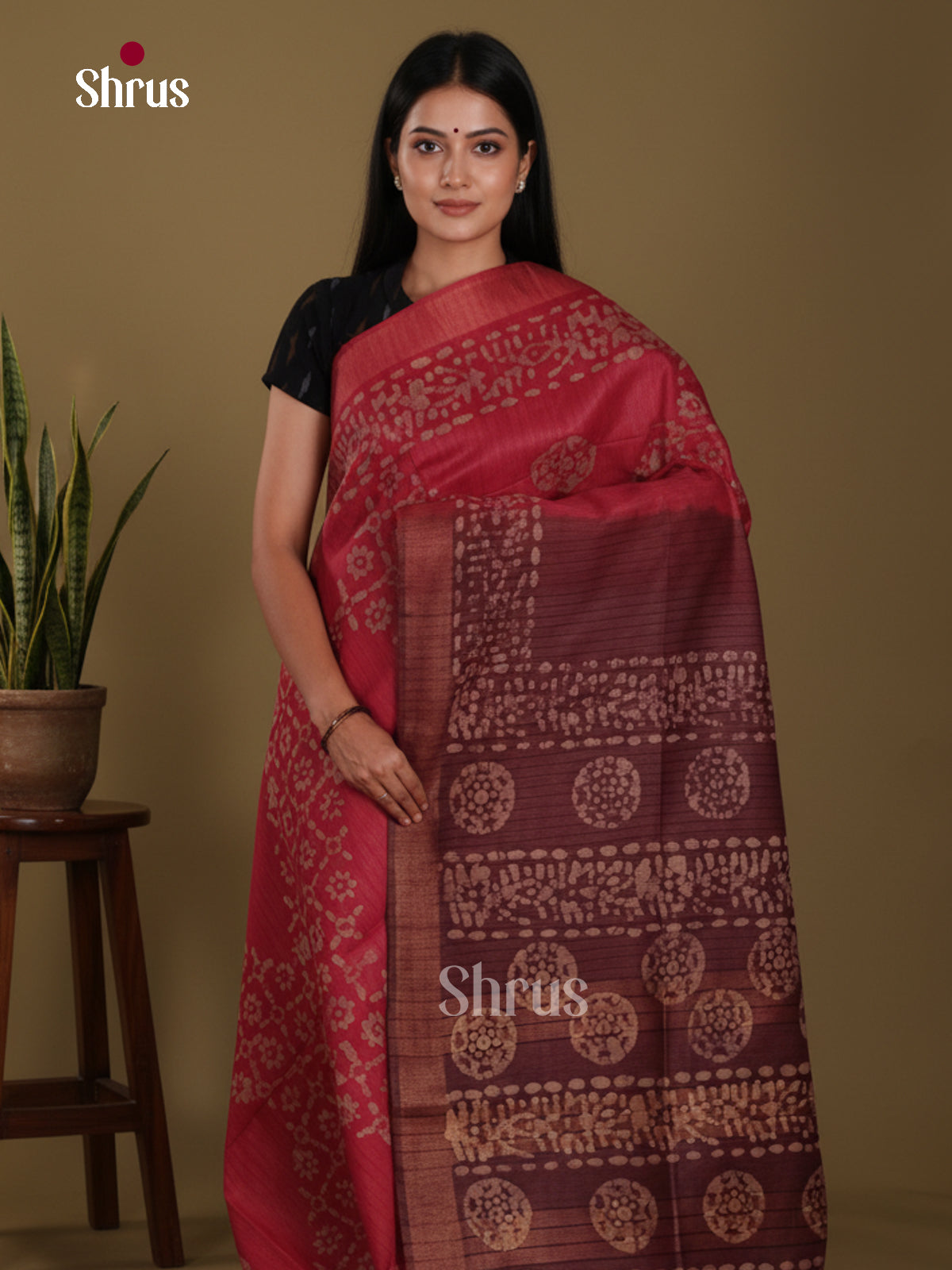 Red & Maroon - Bhatik Saree