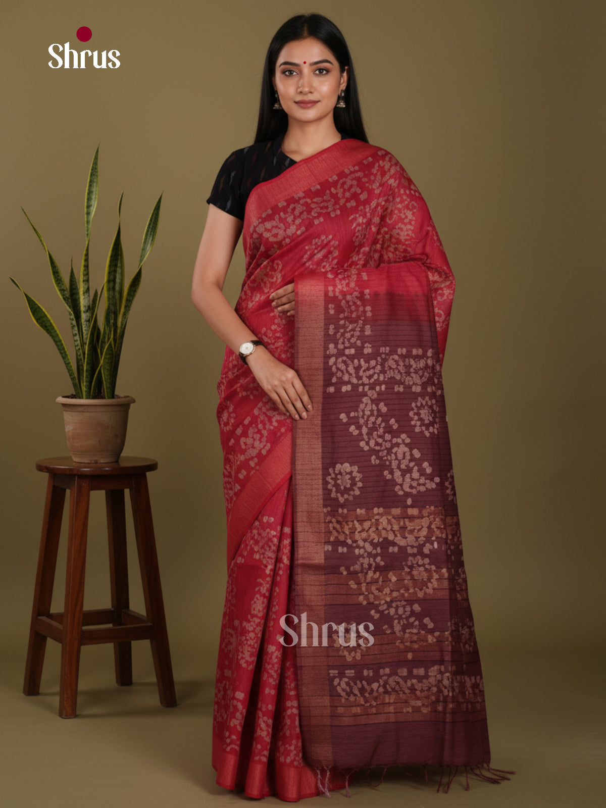Red & Maroon - Bhatik Saree