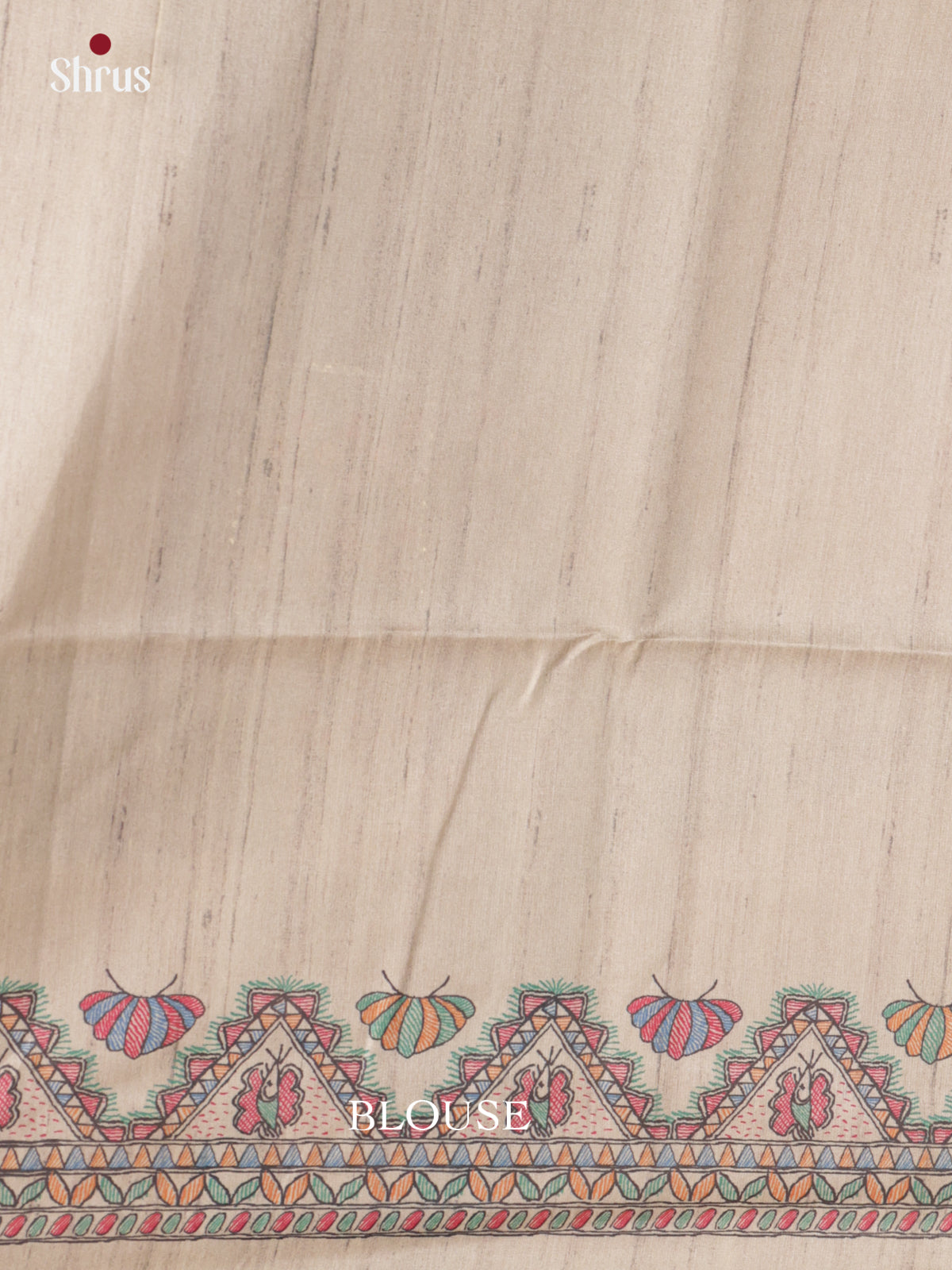 Cream - Printed Madhubani Saree - Shop on Shrus.com