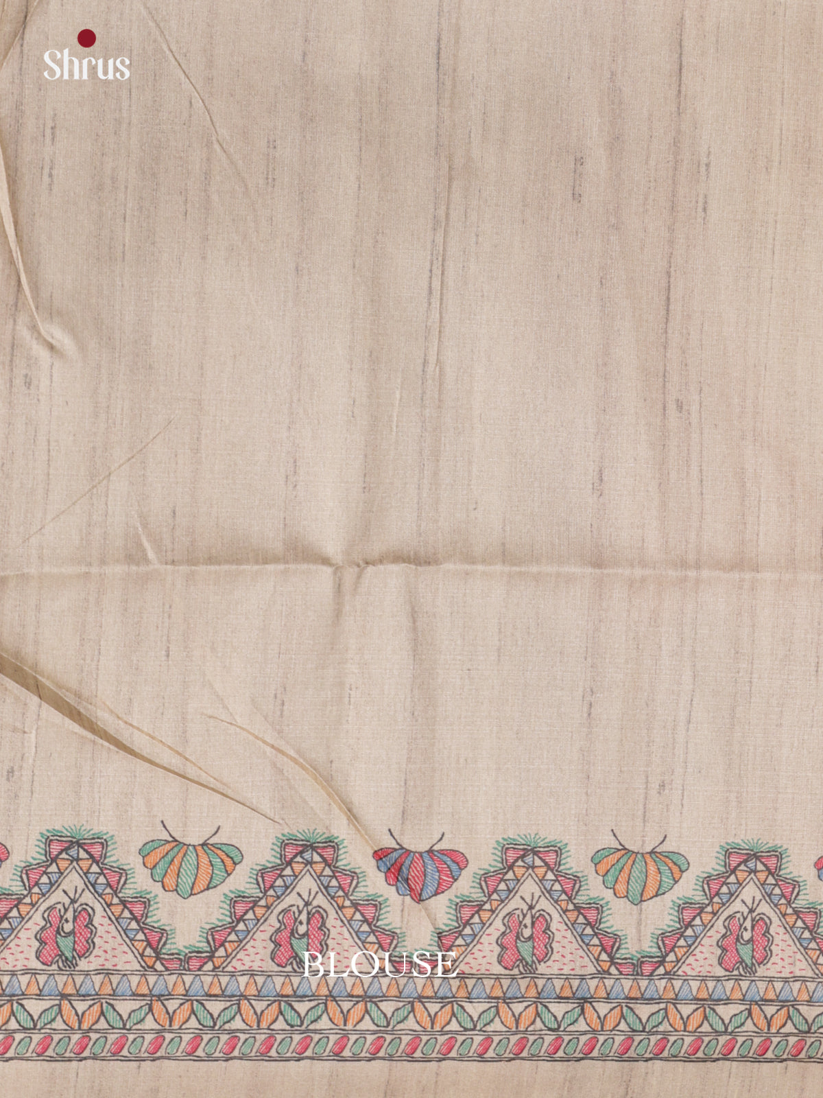 Orange & Cream - Printed Madhubani Saree - Shop on Shrus.com