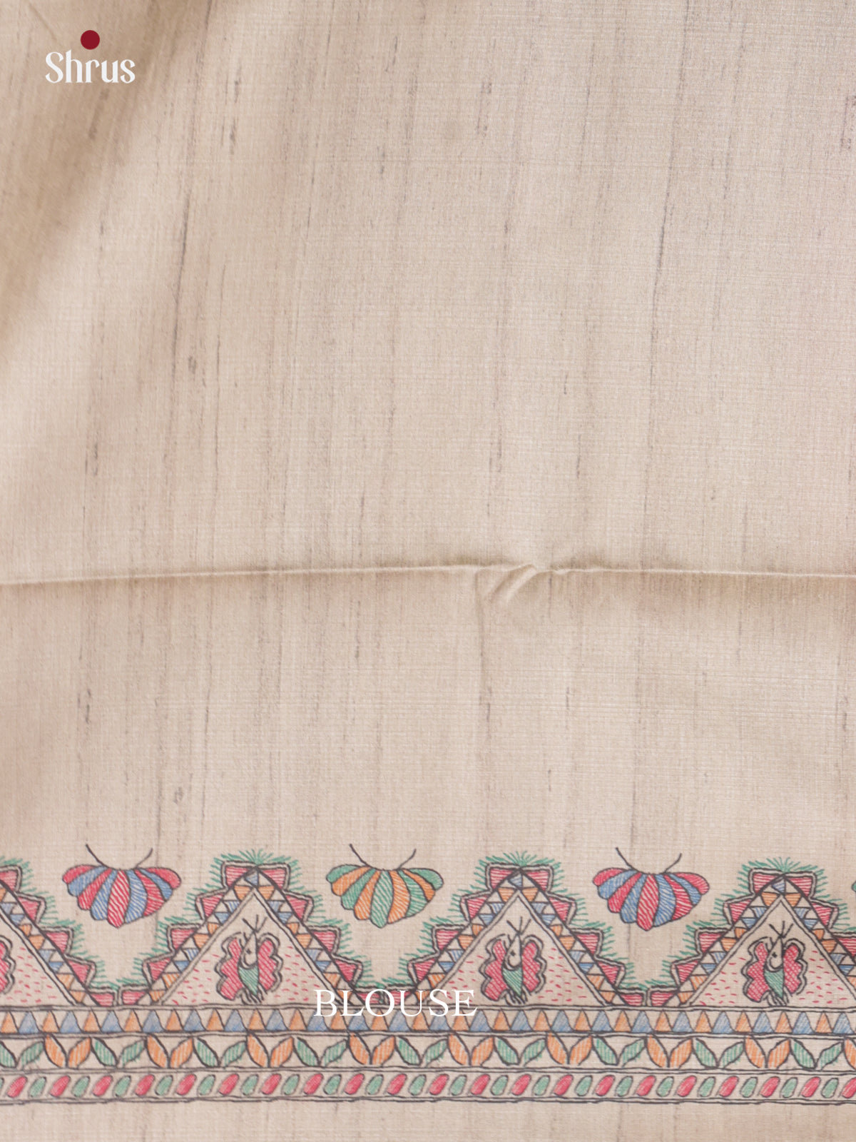 Blue & Cream - Printed Madhubani Saree - Shop on Shrus.com