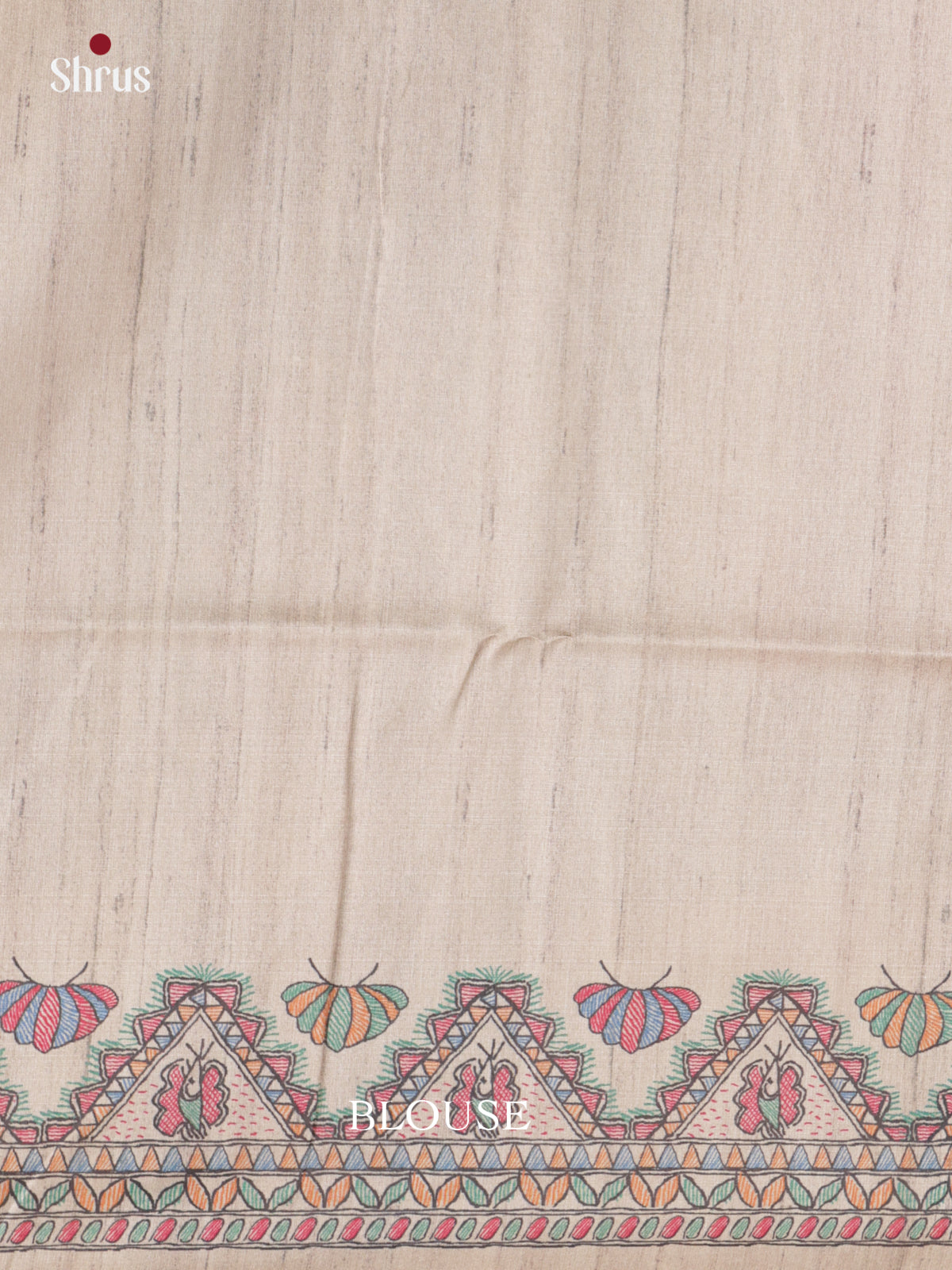 Violet & Cream- Printed Madhubani Saree - Shop on Shrus.com