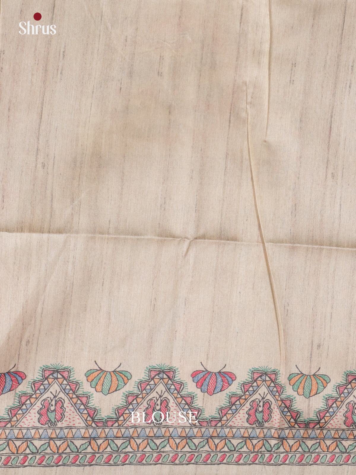 Green & Cream - Printed Madhubani Saree - Shop on Shrus.com